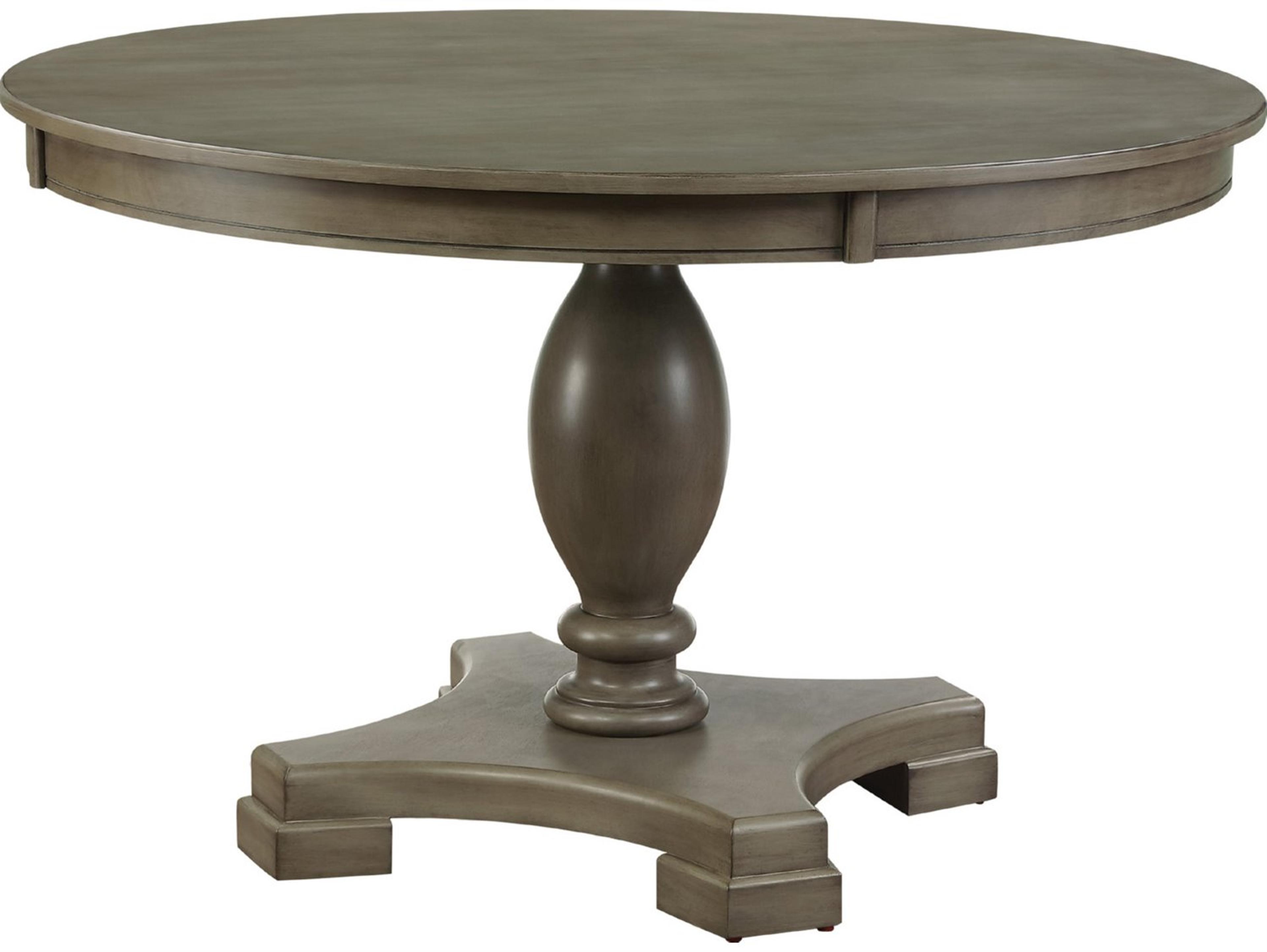 Acme Furniture Waylon Round Wood Gray Oak Dining Table