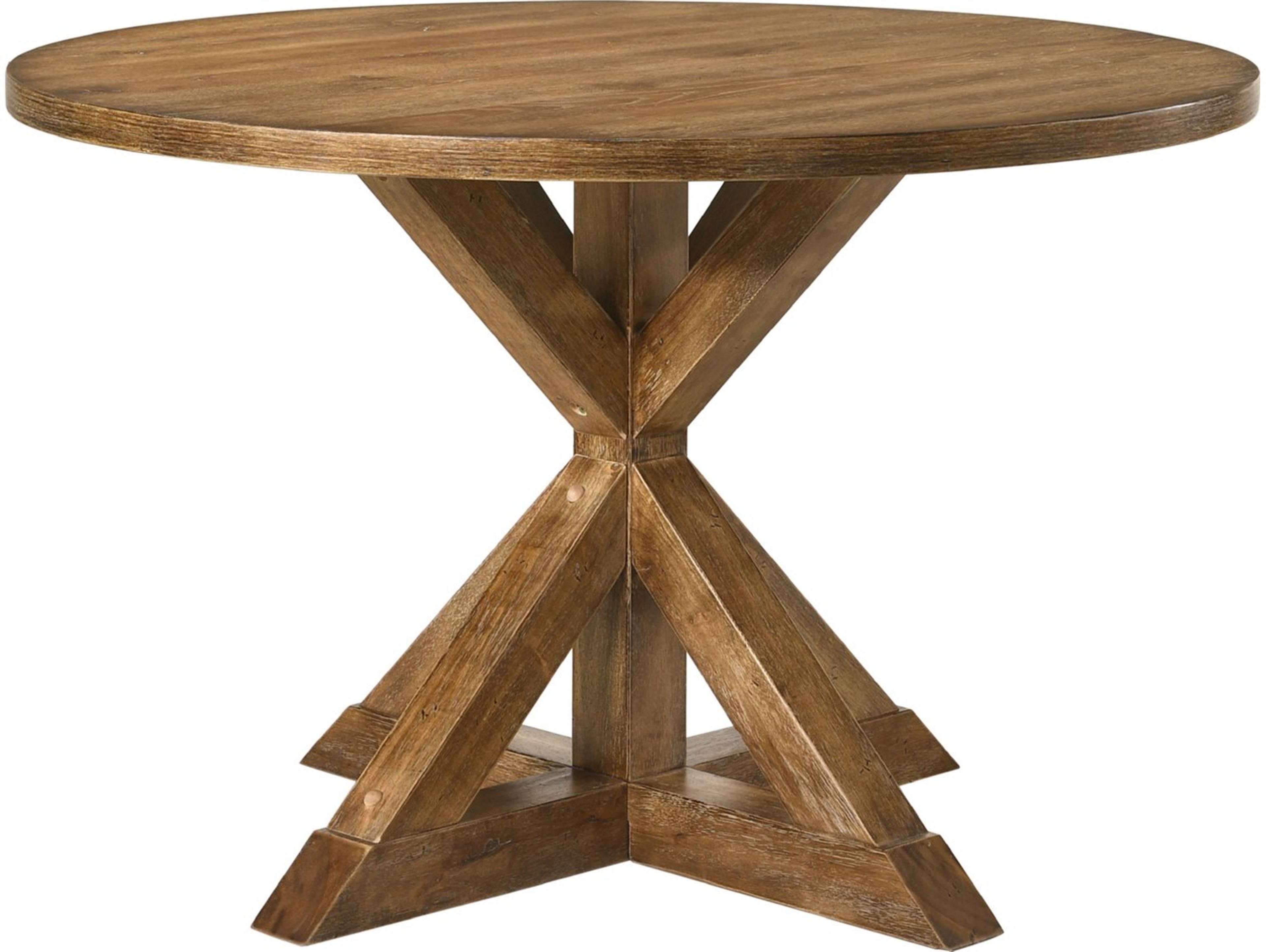 Wallace Round Wood Weathered Oak Dining Table