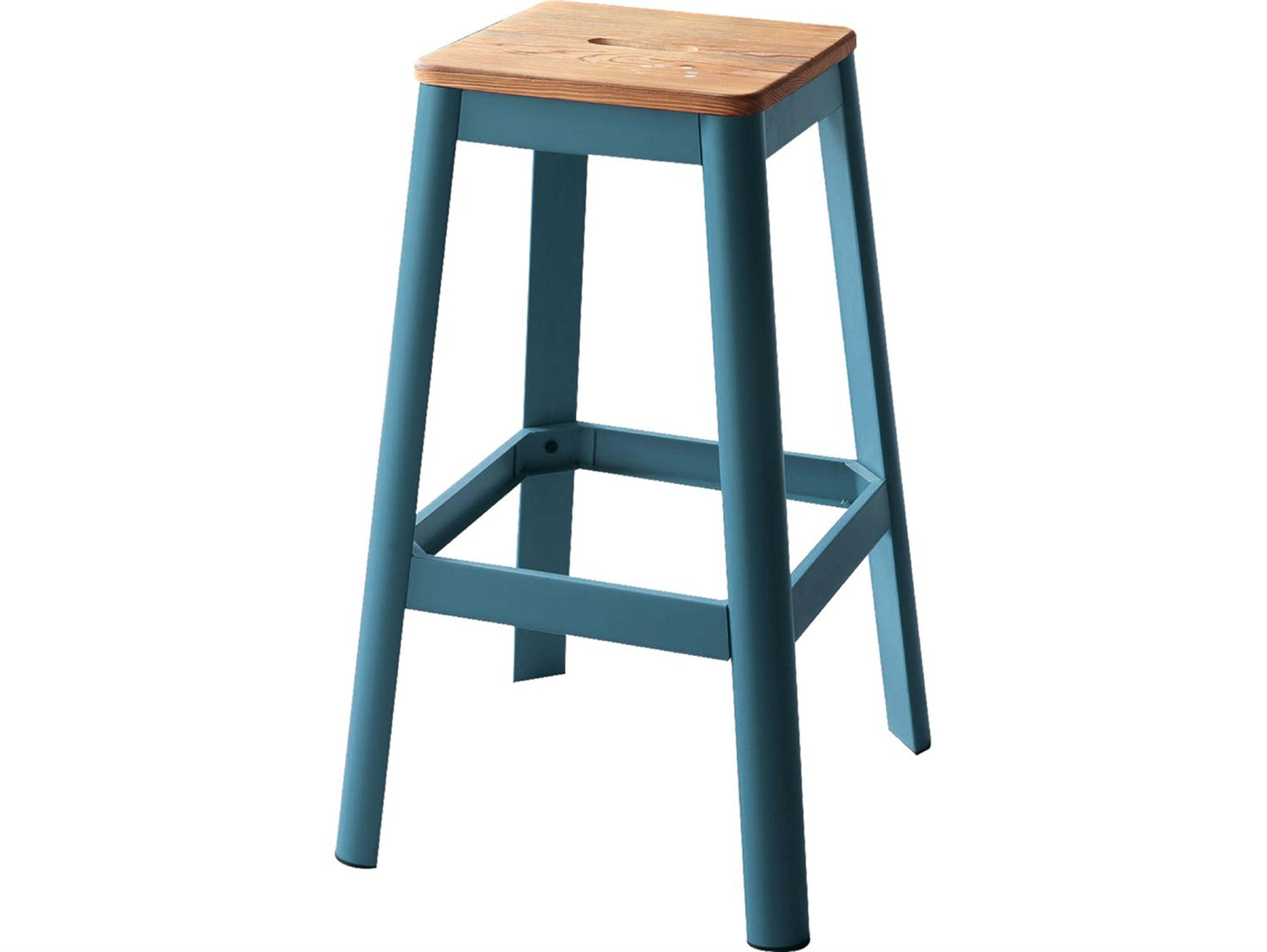 Acme Furniture Jacotte Natural Teal Pine Wood Bar Stool