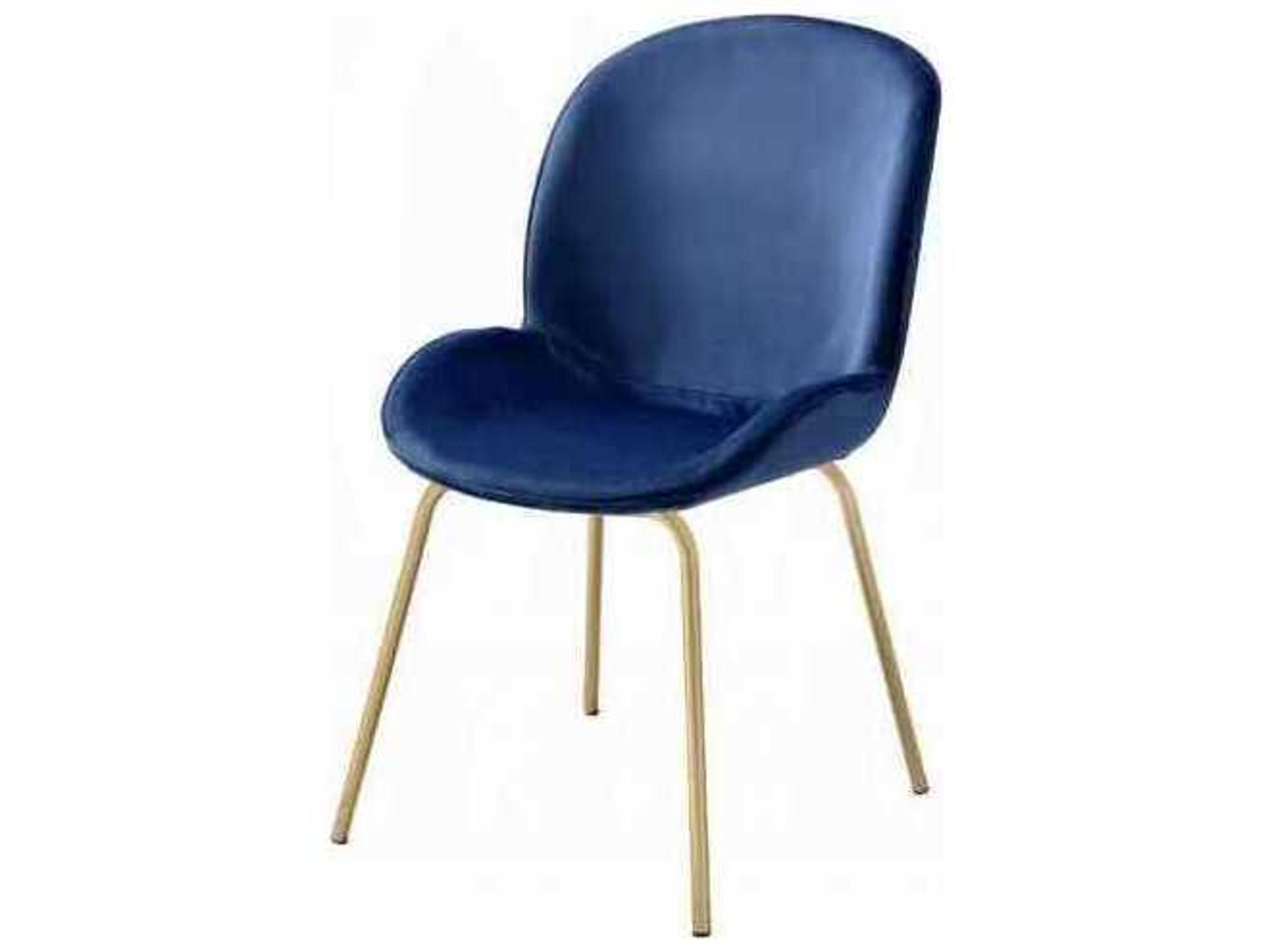 Acme Furniture Blue Velvet Upholstered Armless Dining Chair Set of 2