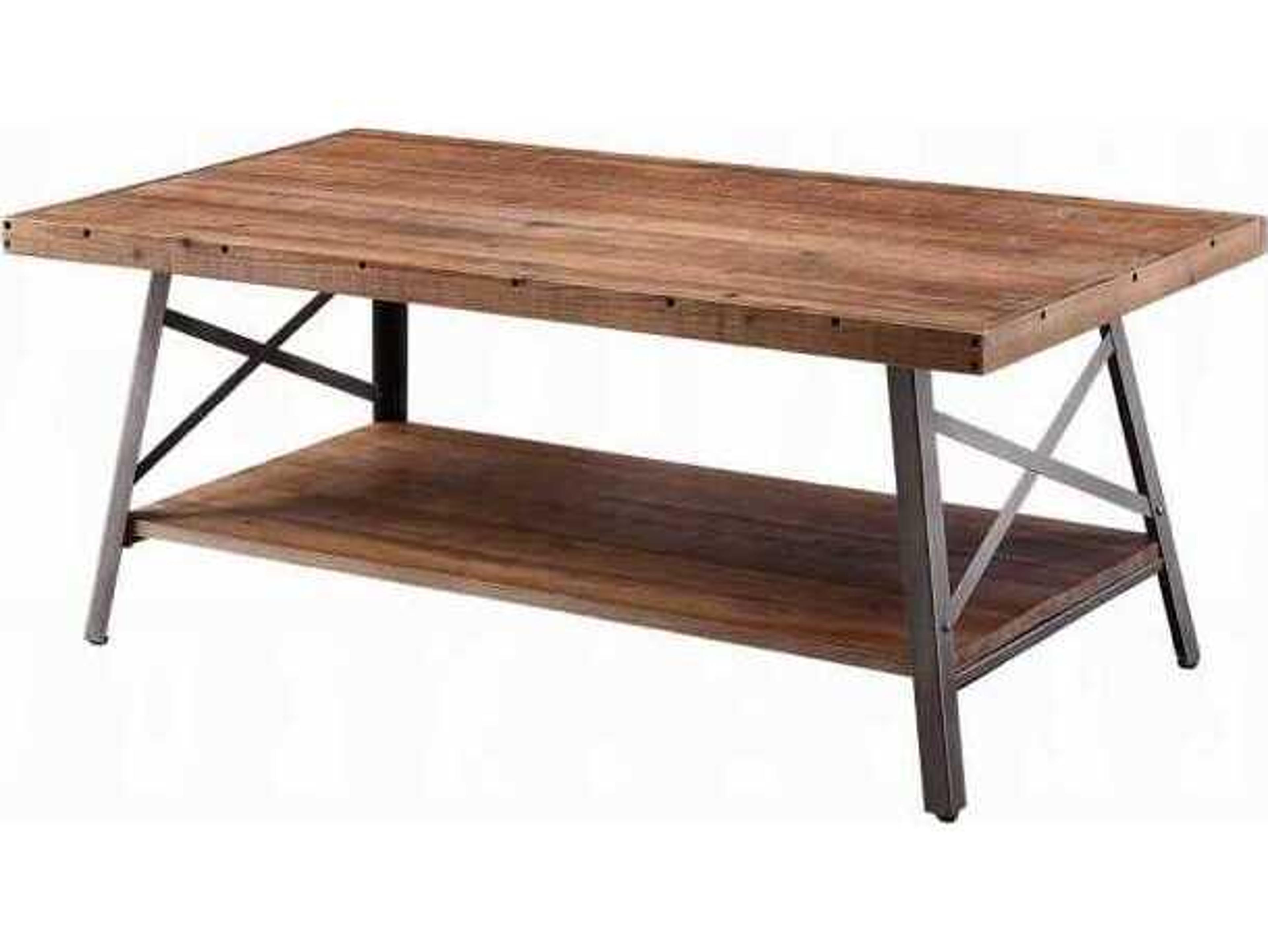 Acme Furniture Ikram Rectangular Wood Weathered Oak Sandy Black Coffee Table