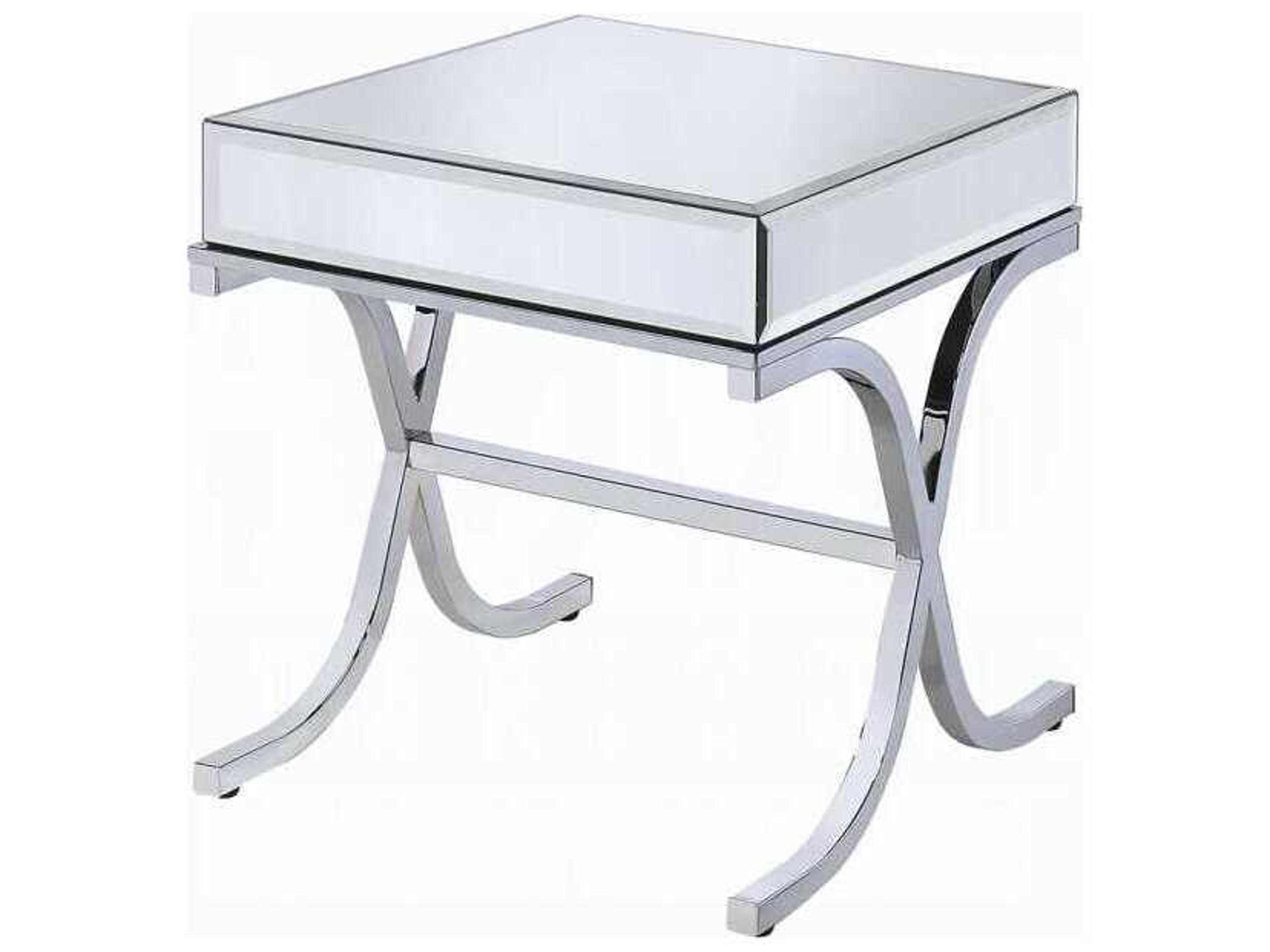 Square Mirrored Chrome End Table