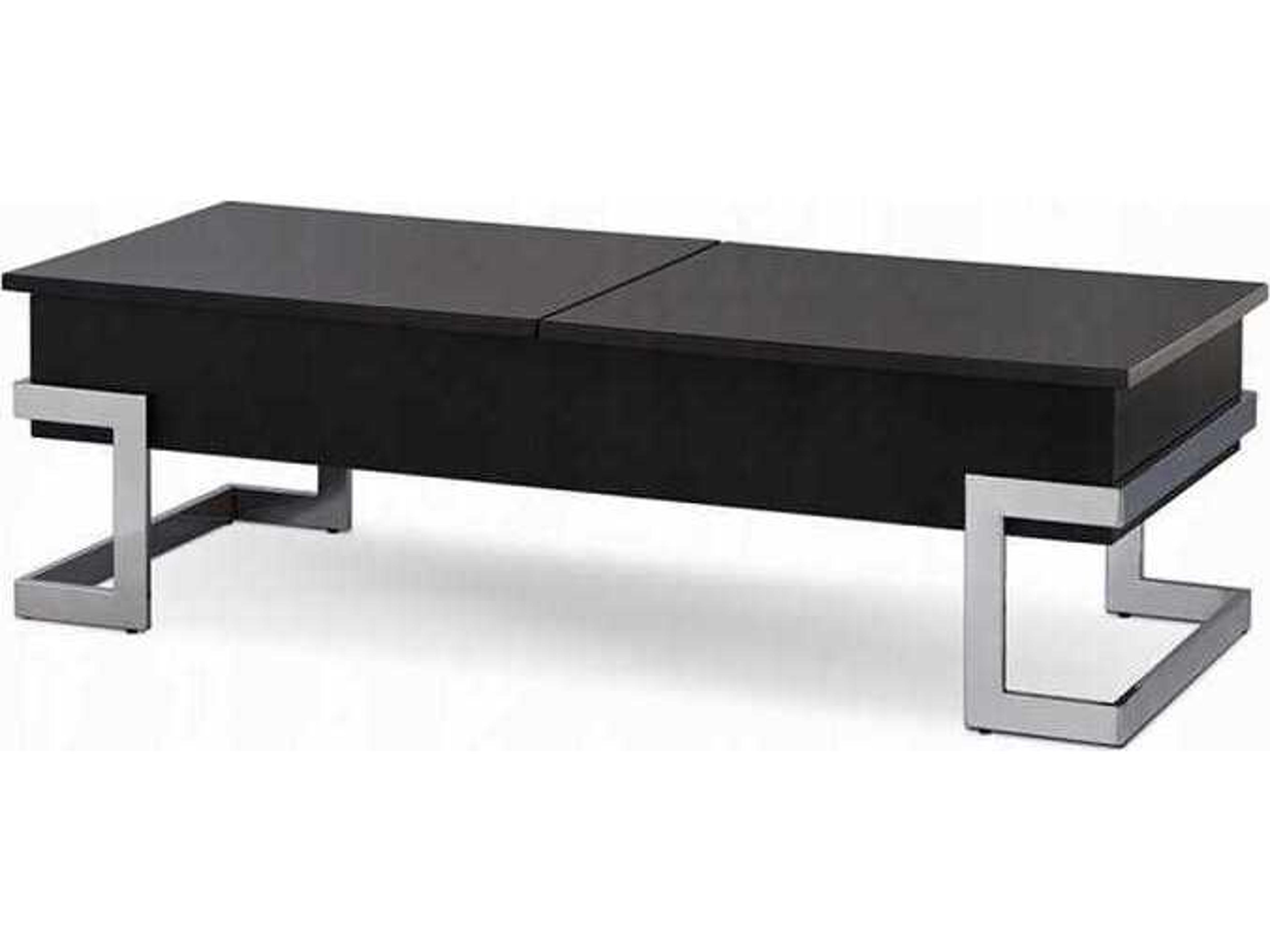 Acme Furniture Calnan Rectangular Wood Black High Gloss Chrome Coffee Table