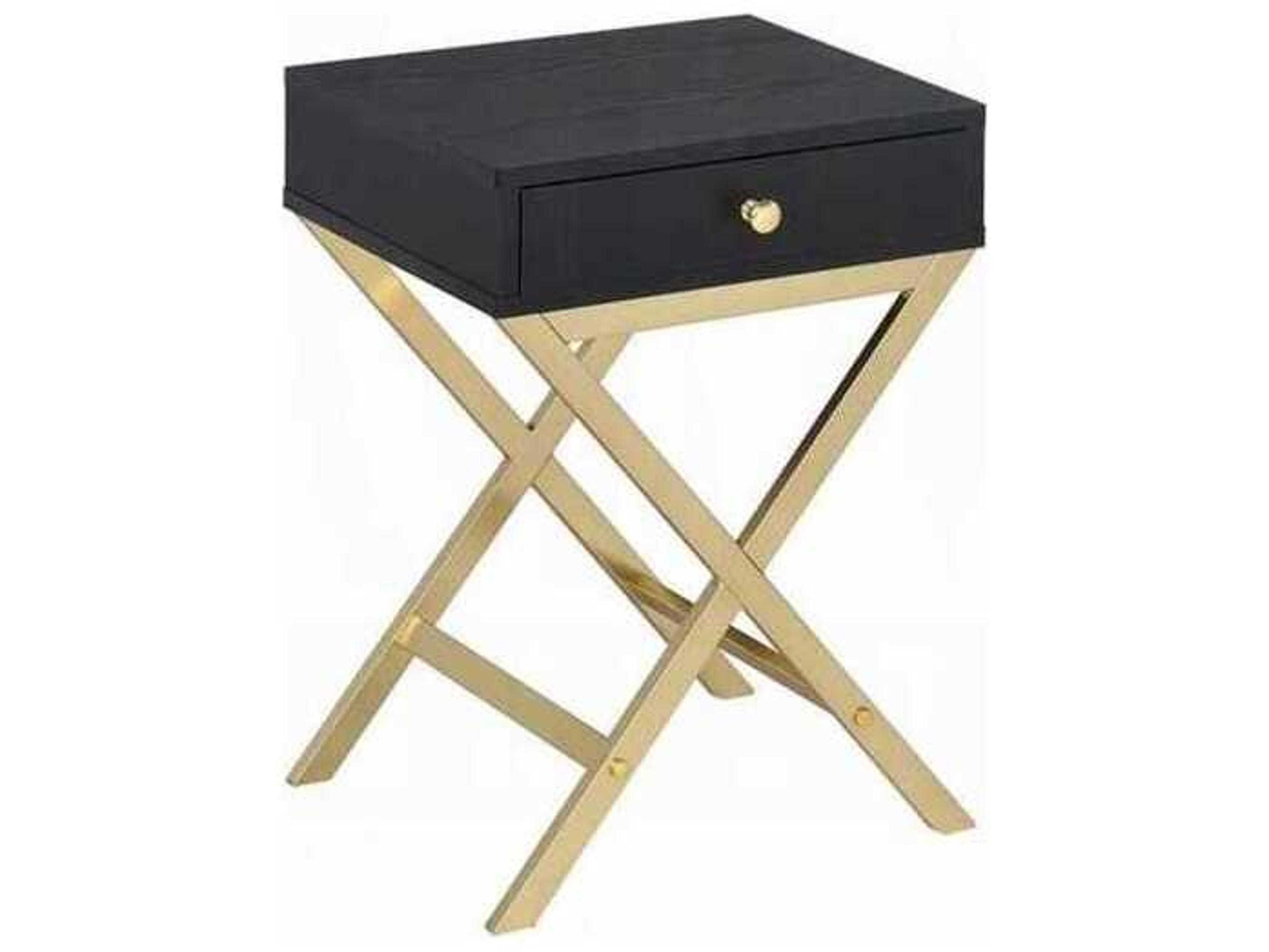 Acme Furniture Coleen Rectangular Wood Black Brass End Table