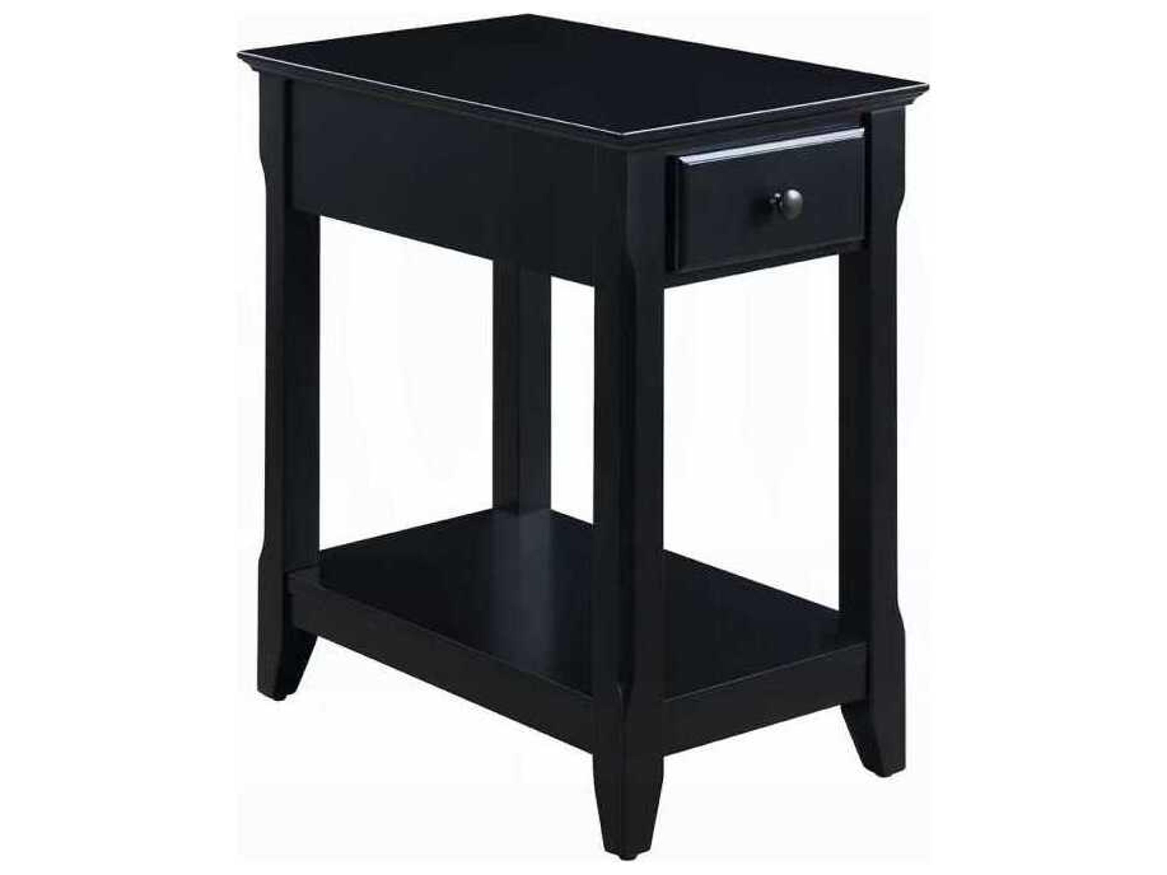 Bertie Rectangular Wood Black End Table