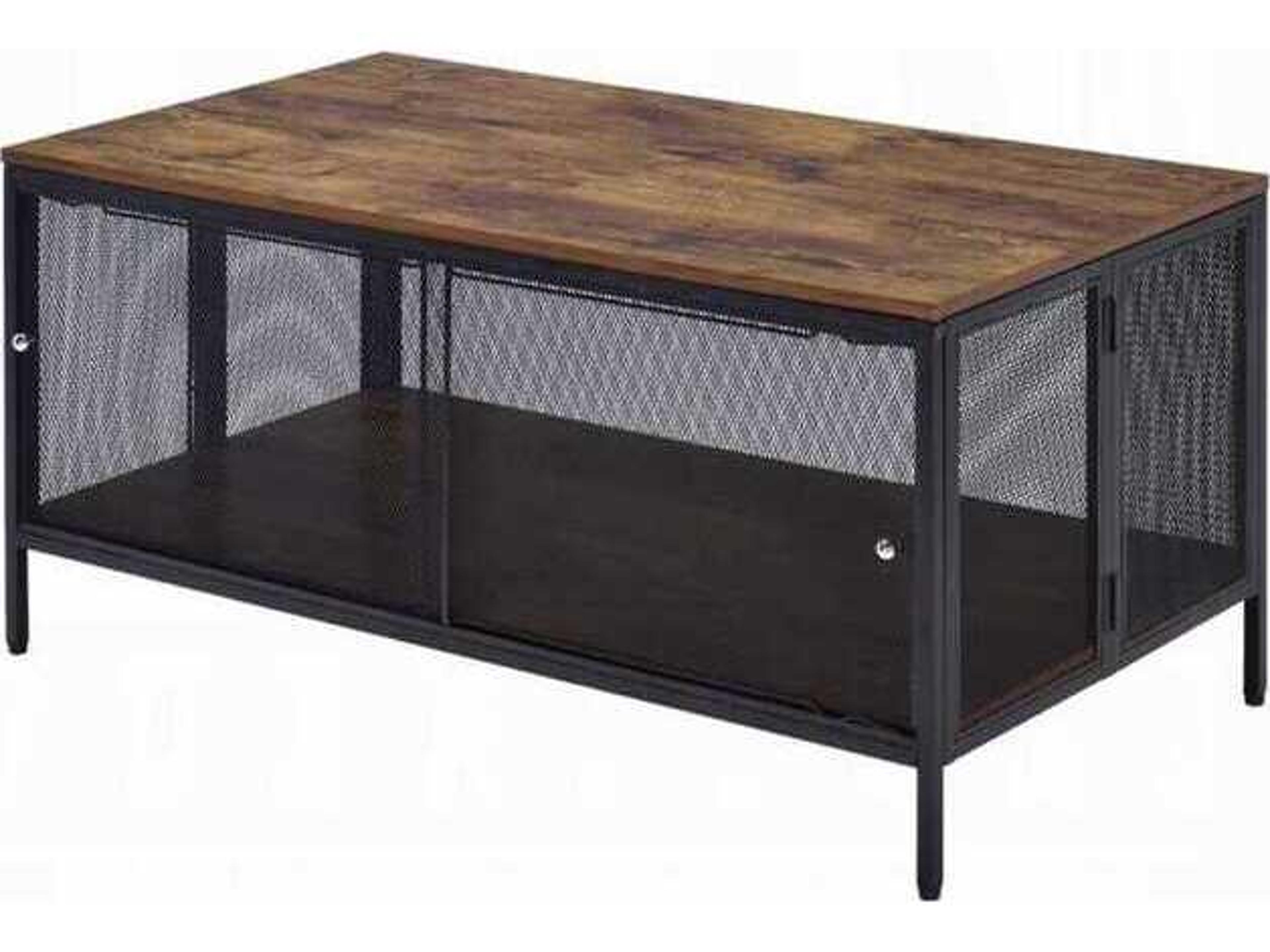 Acme Furniture Rectangular Wood Antique Oak Black Coffee Table
