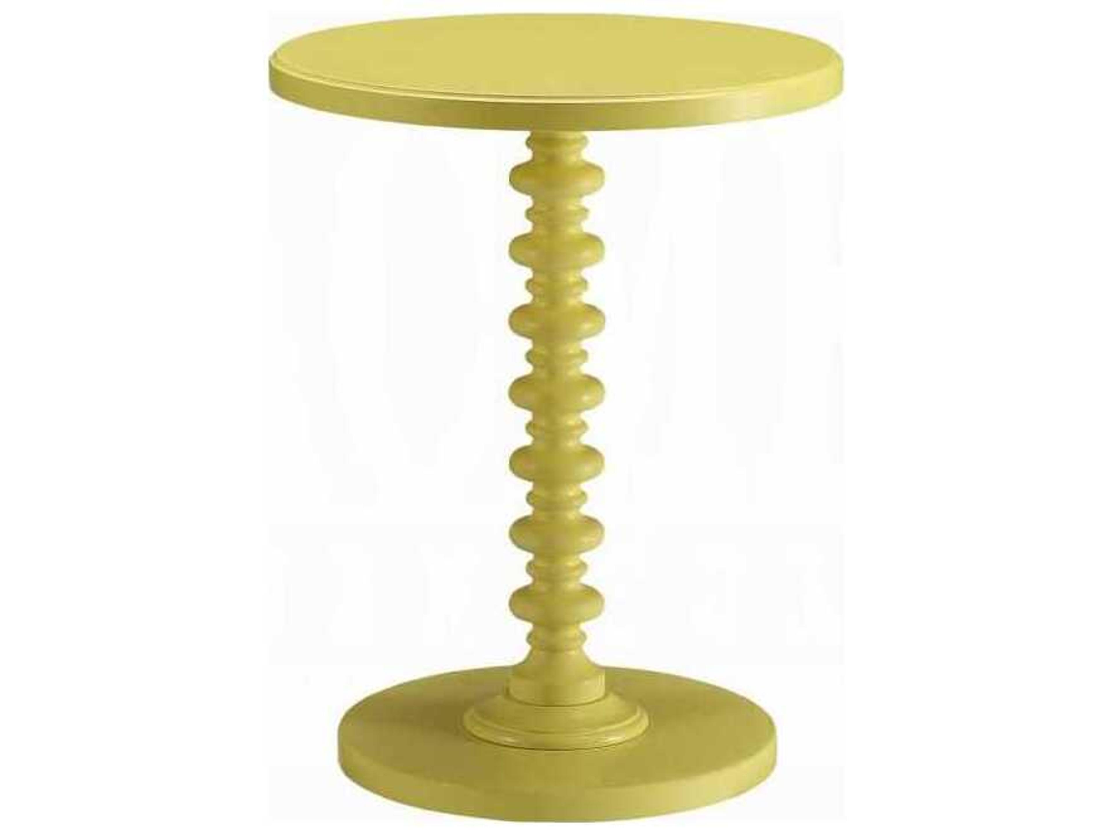 Acton Round Wood Yellow End Table