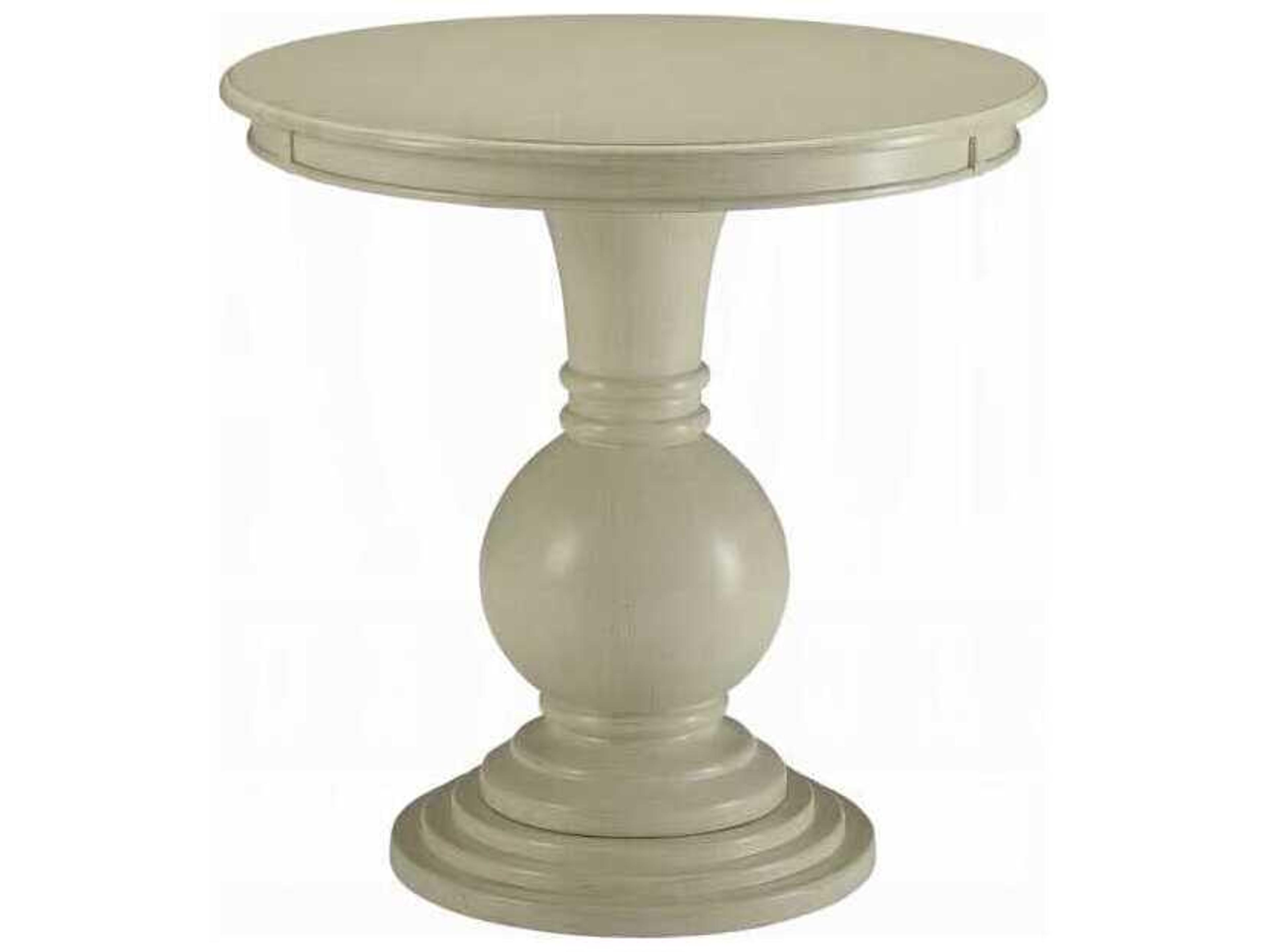 Alyx Round Wood Antique White End Table