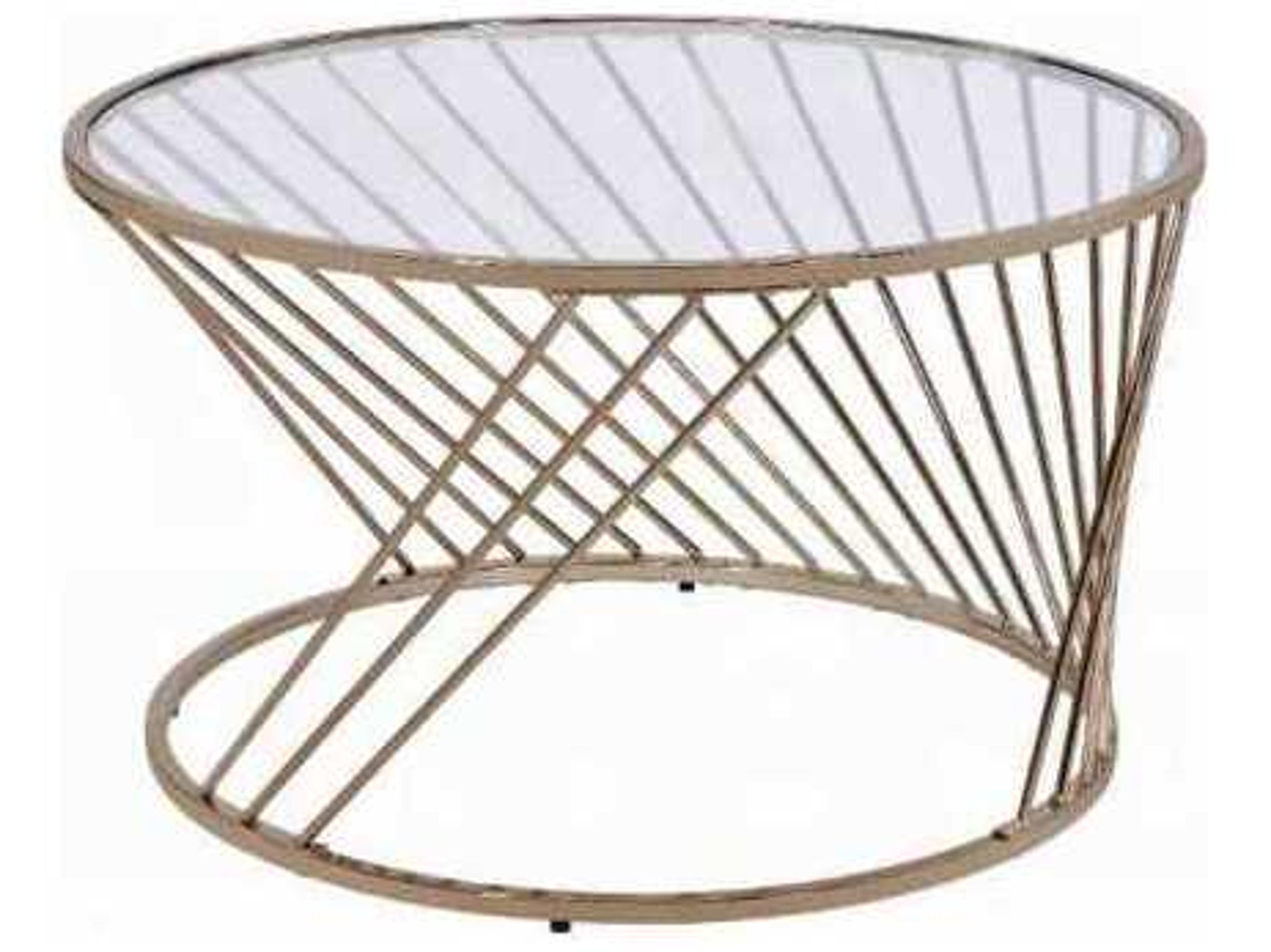 Acme Furniture Round Glass Champagne Coffee Table
