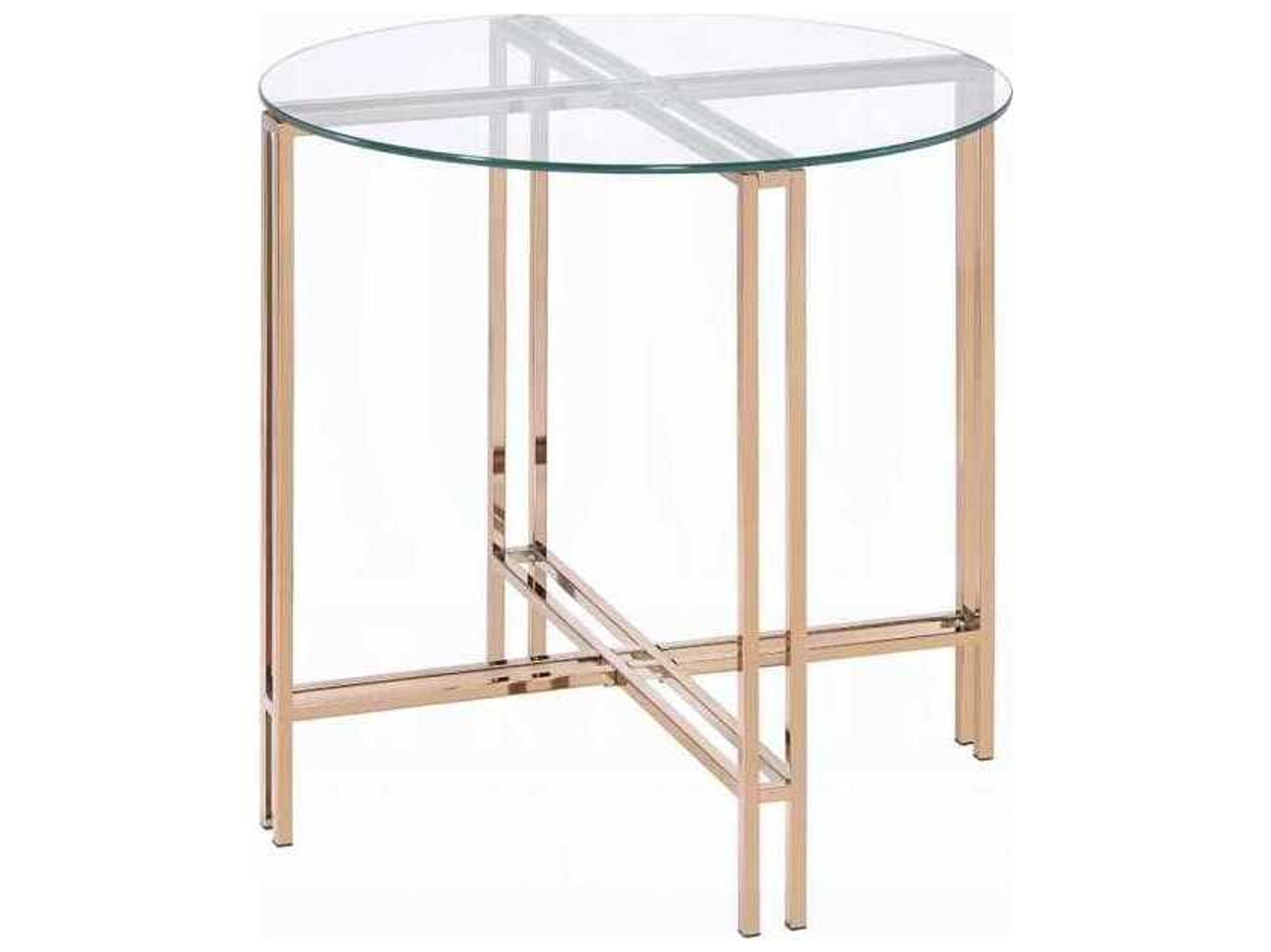 Acme Furniture Round Glass Champagne End Table