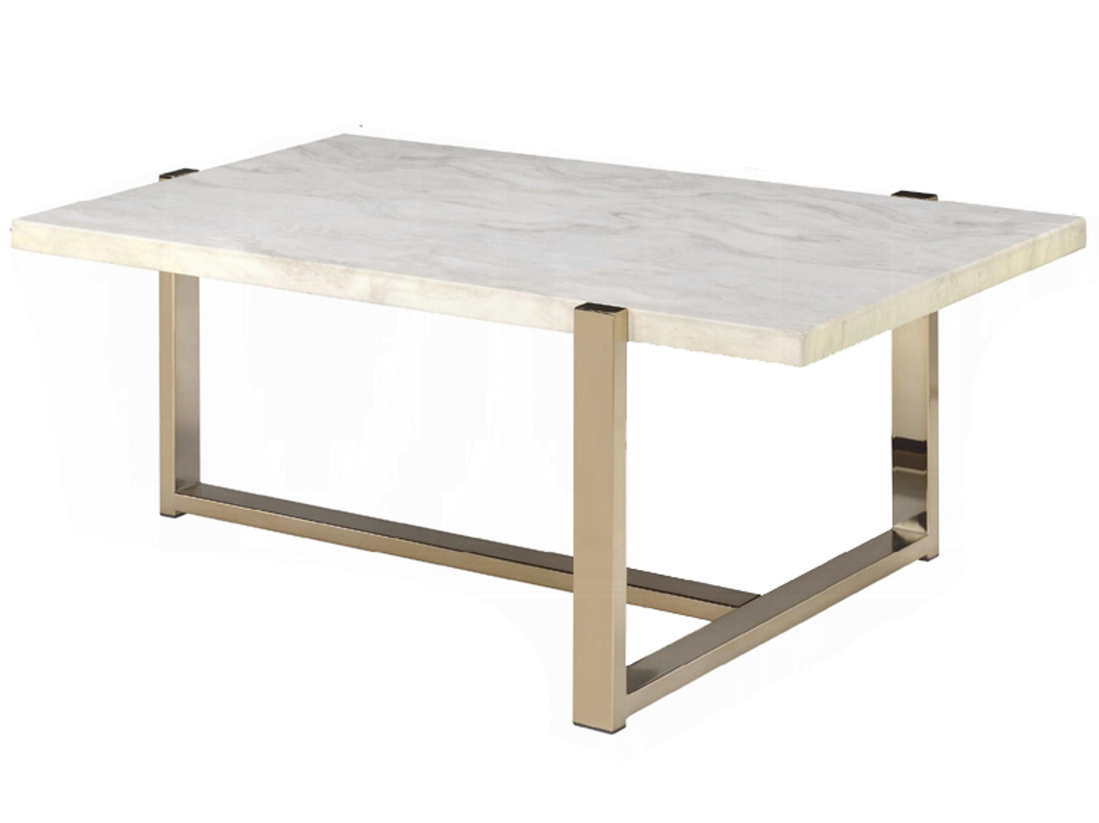Acme Furniture Rectangular Faux Marble Engineered Stone Top Champagne Coffee Table