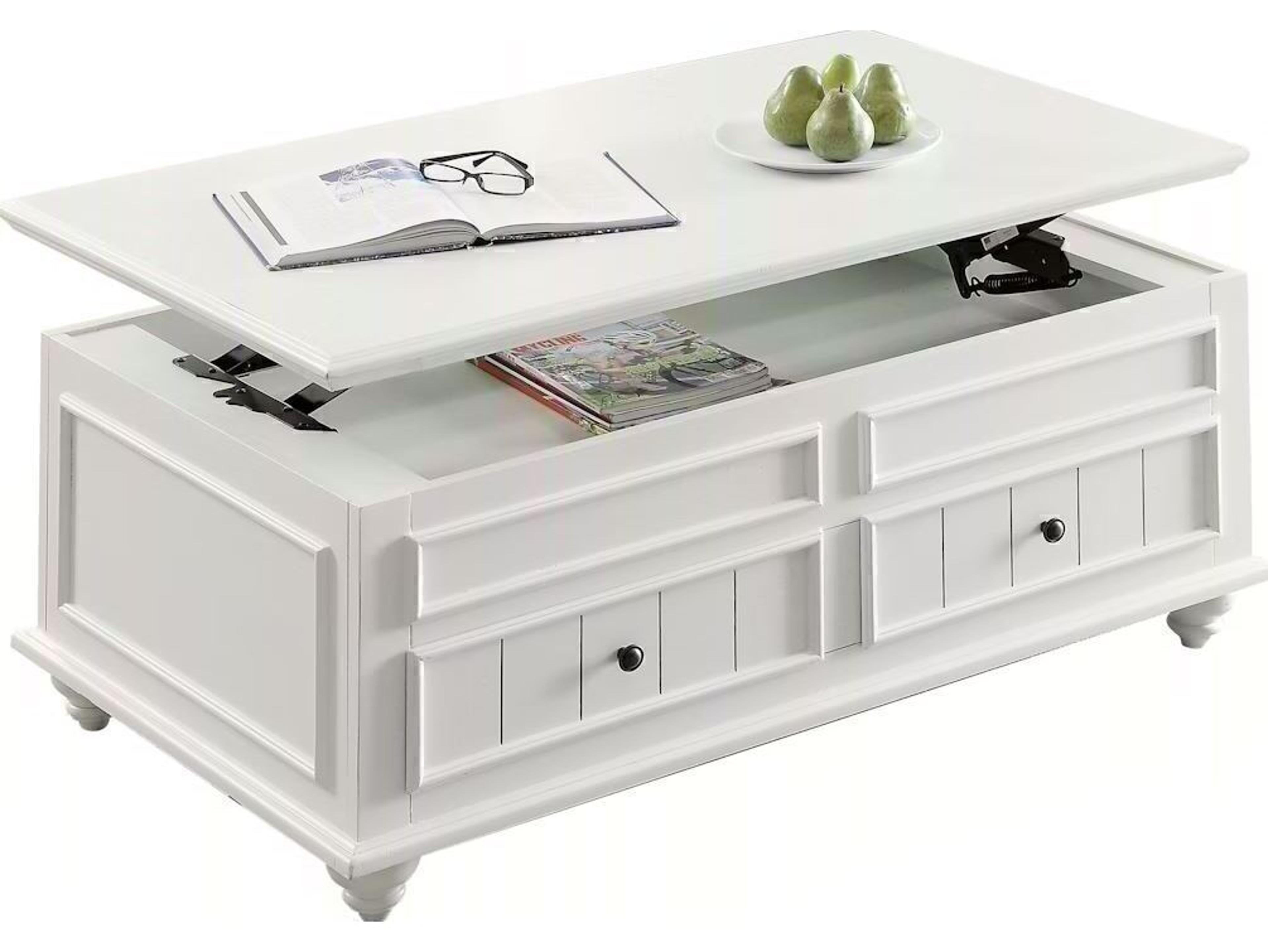 Acme Furniture Natesa Rectangular Wood White Washed Coffee Table