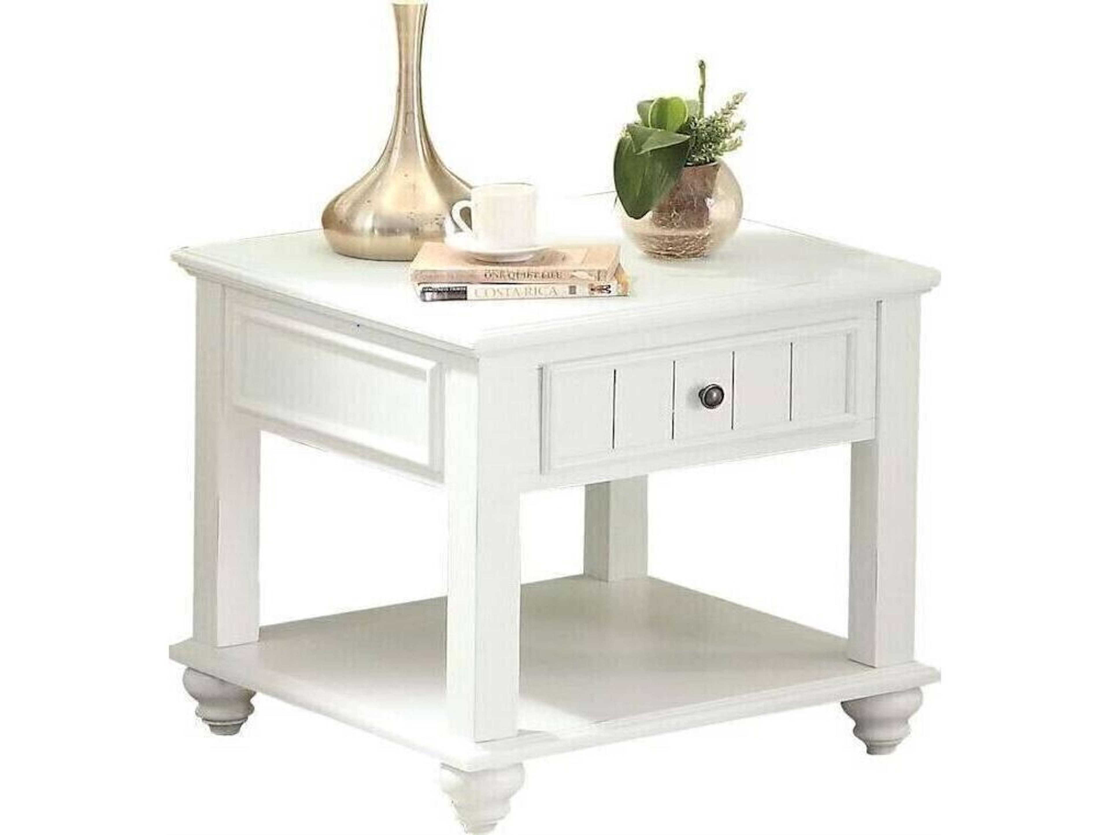 Acme Furniture Natesa Square Wood White Washed End Table