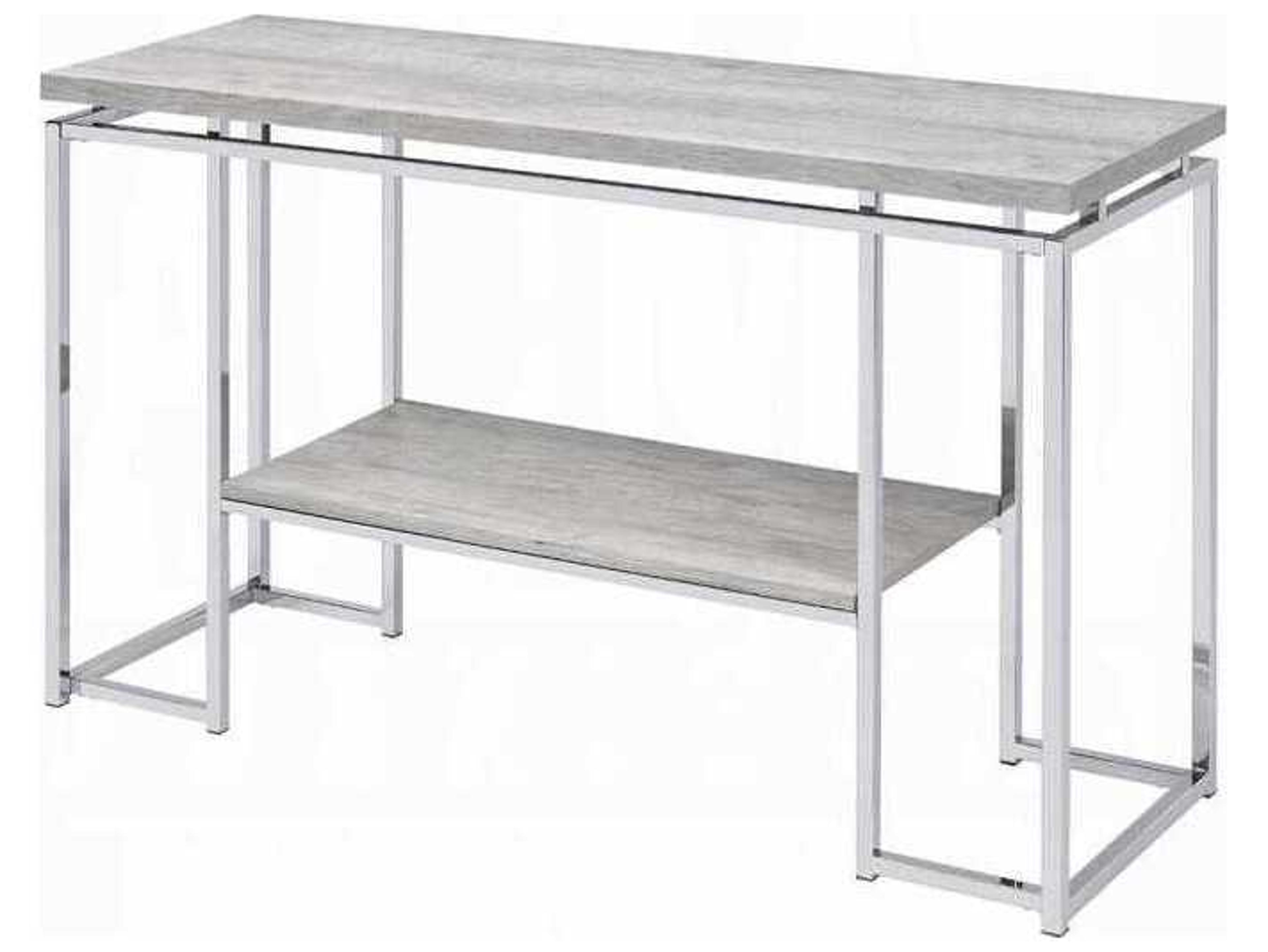 Acme Furniture Chafik Rectangular Wood Natural Oak Chrome Console Table