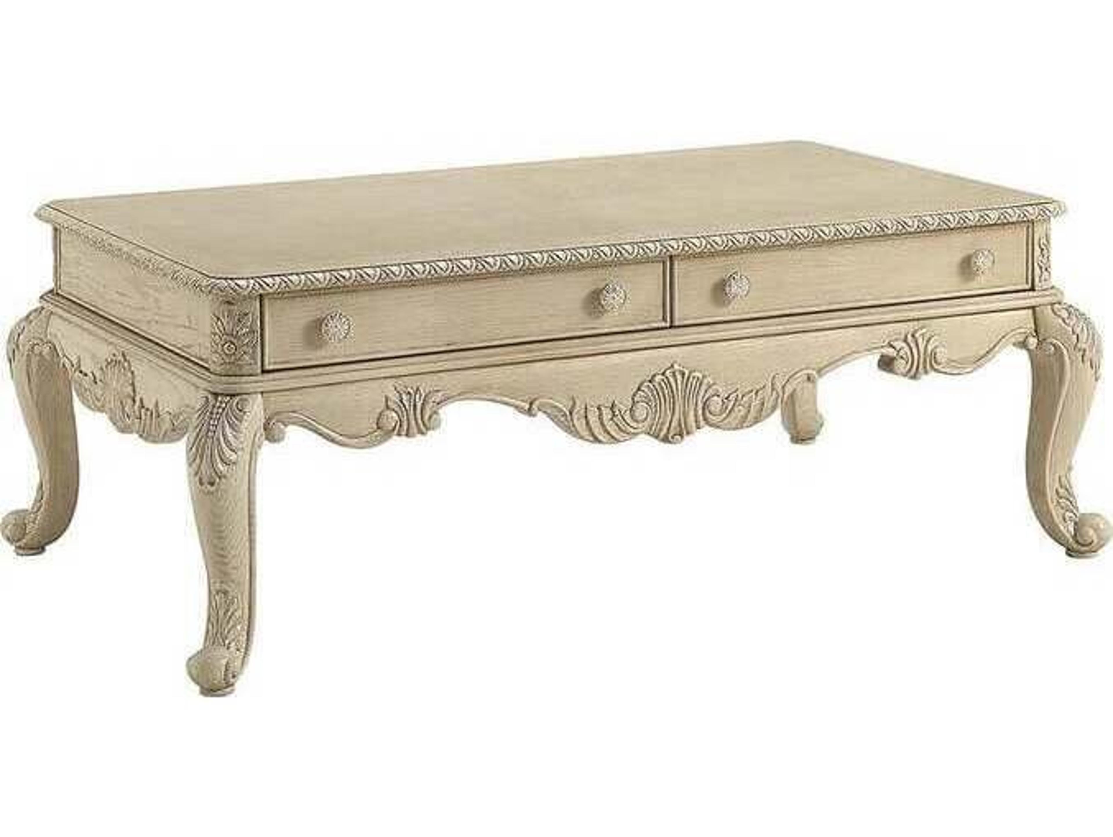 Acme Furniture Ragenardus Rectangular Wood Antique White Coffee Table