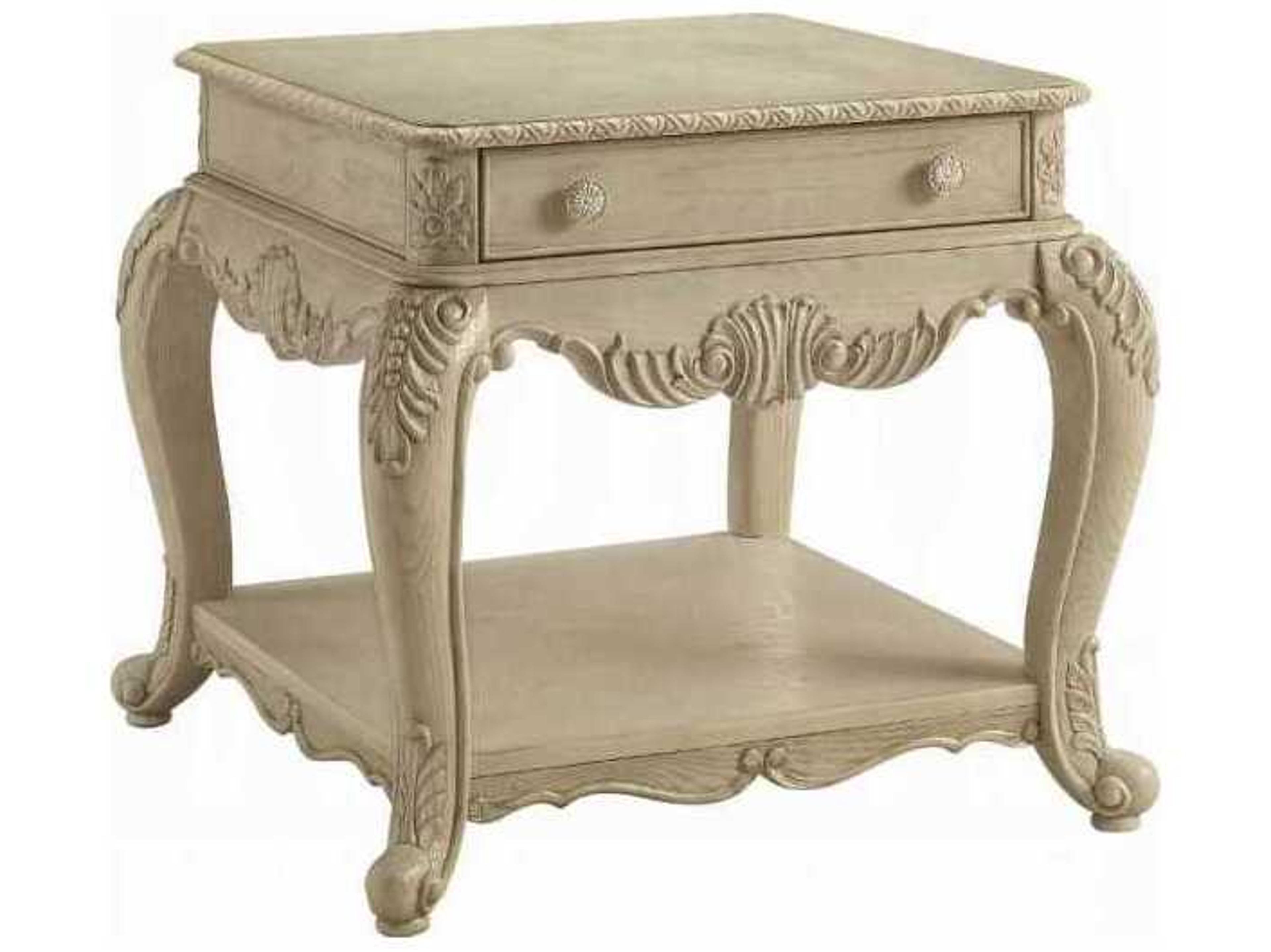 Ragenardus Square Wood Antique White End Table