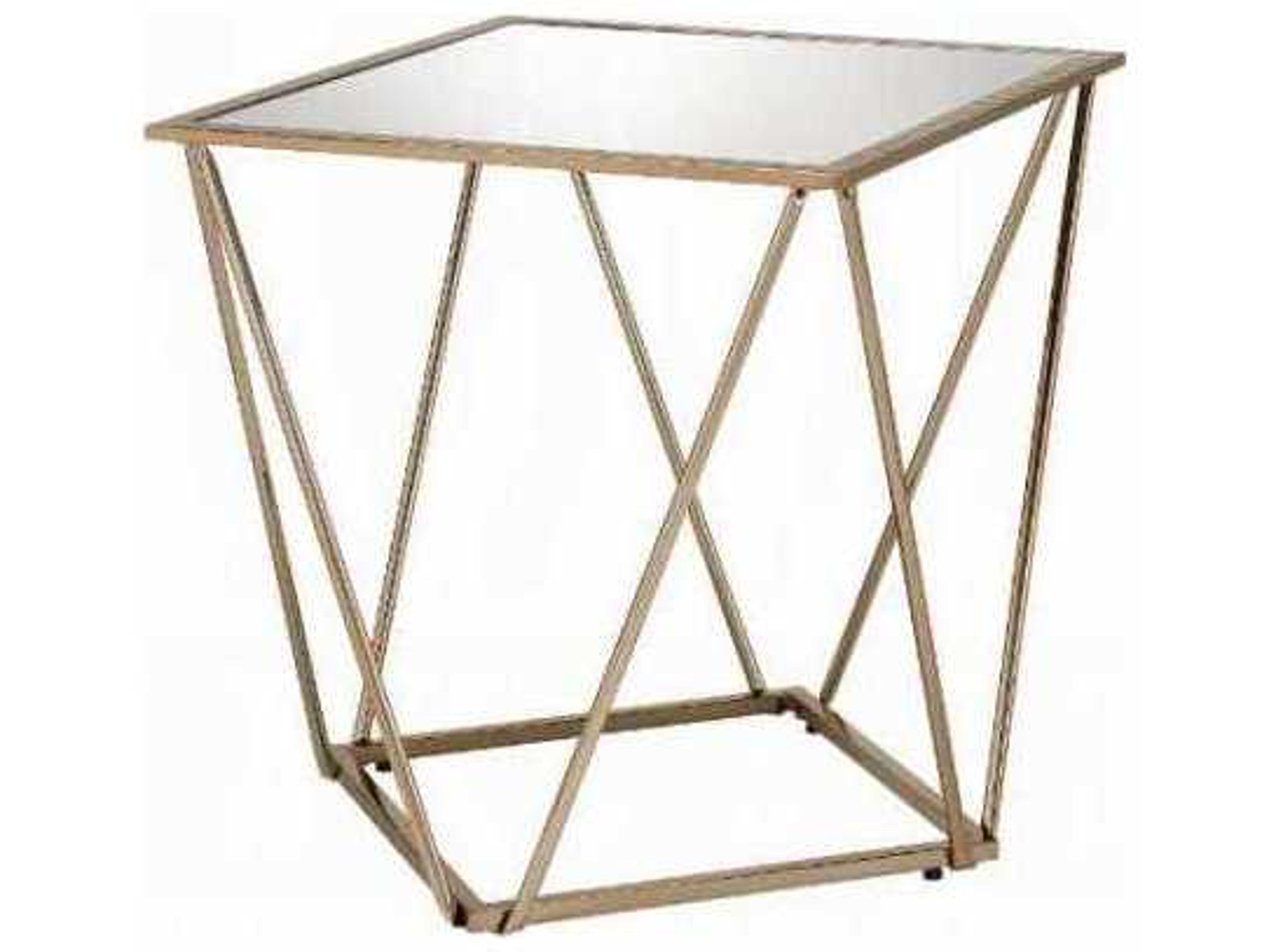 Square Mirrored Champagne Gold End Table
