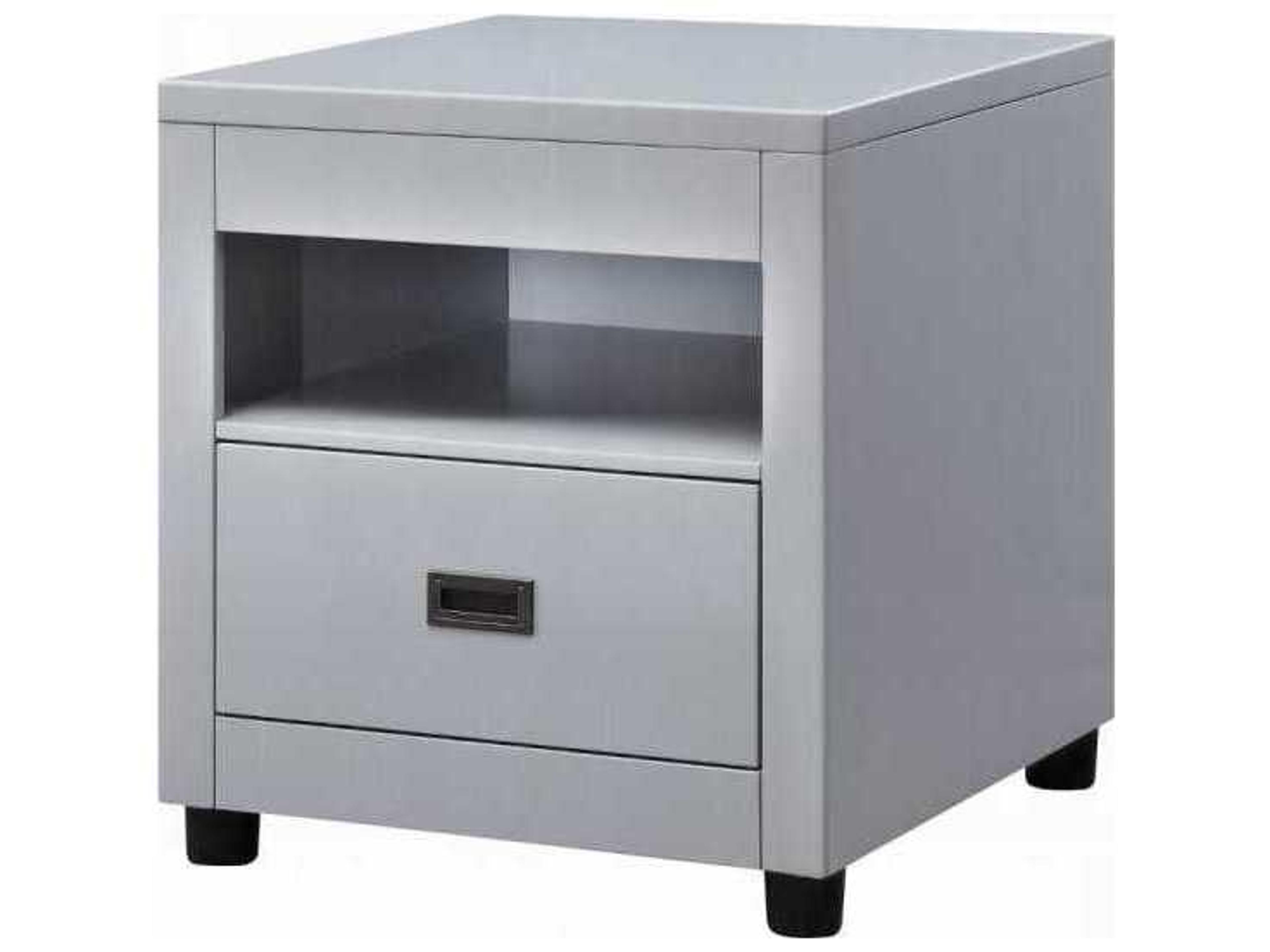 Square Wood Dove Gray End Table