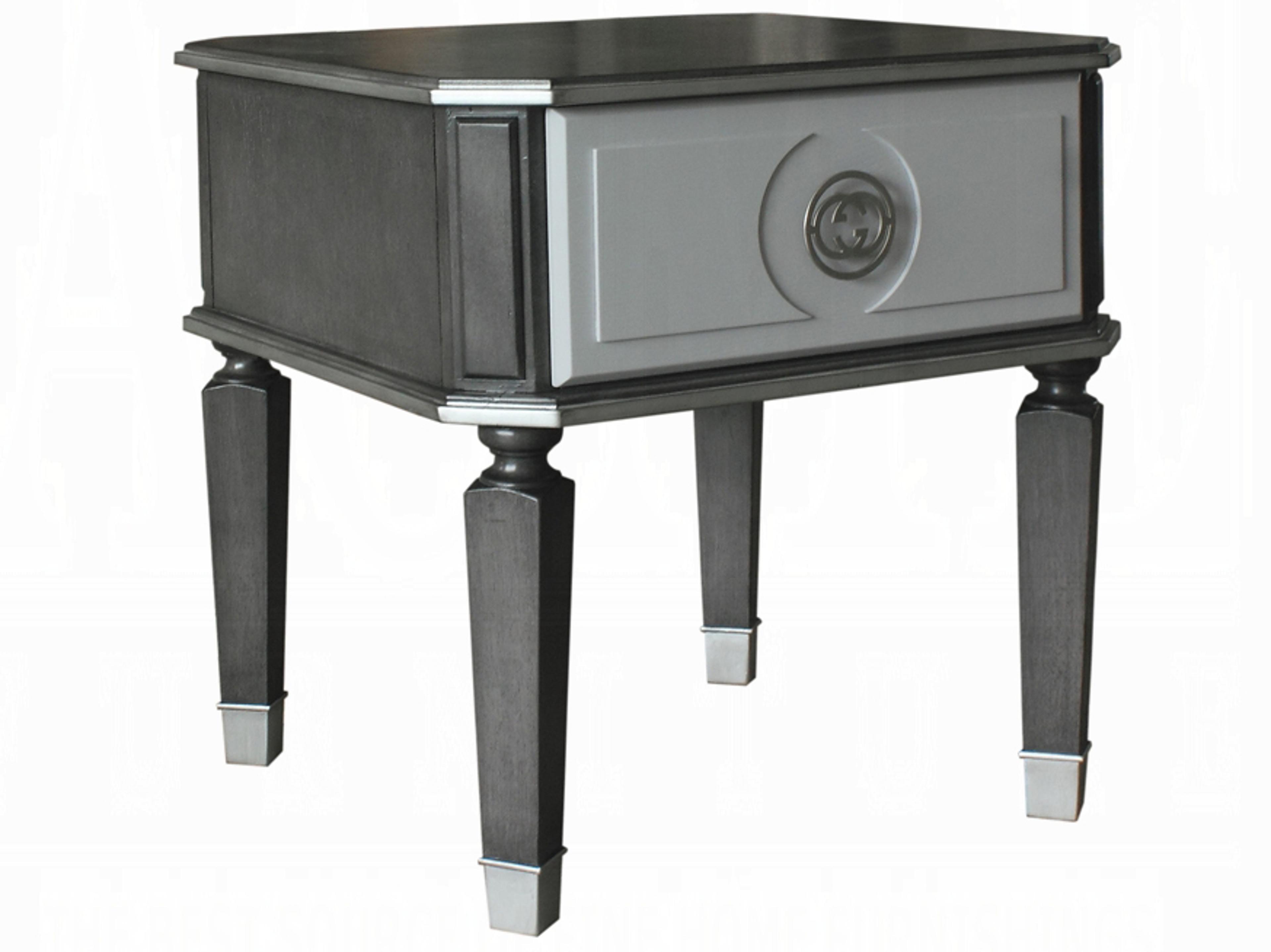 Acme Furniture House Beatrice Square Wood Charcoal Light Gray End Table