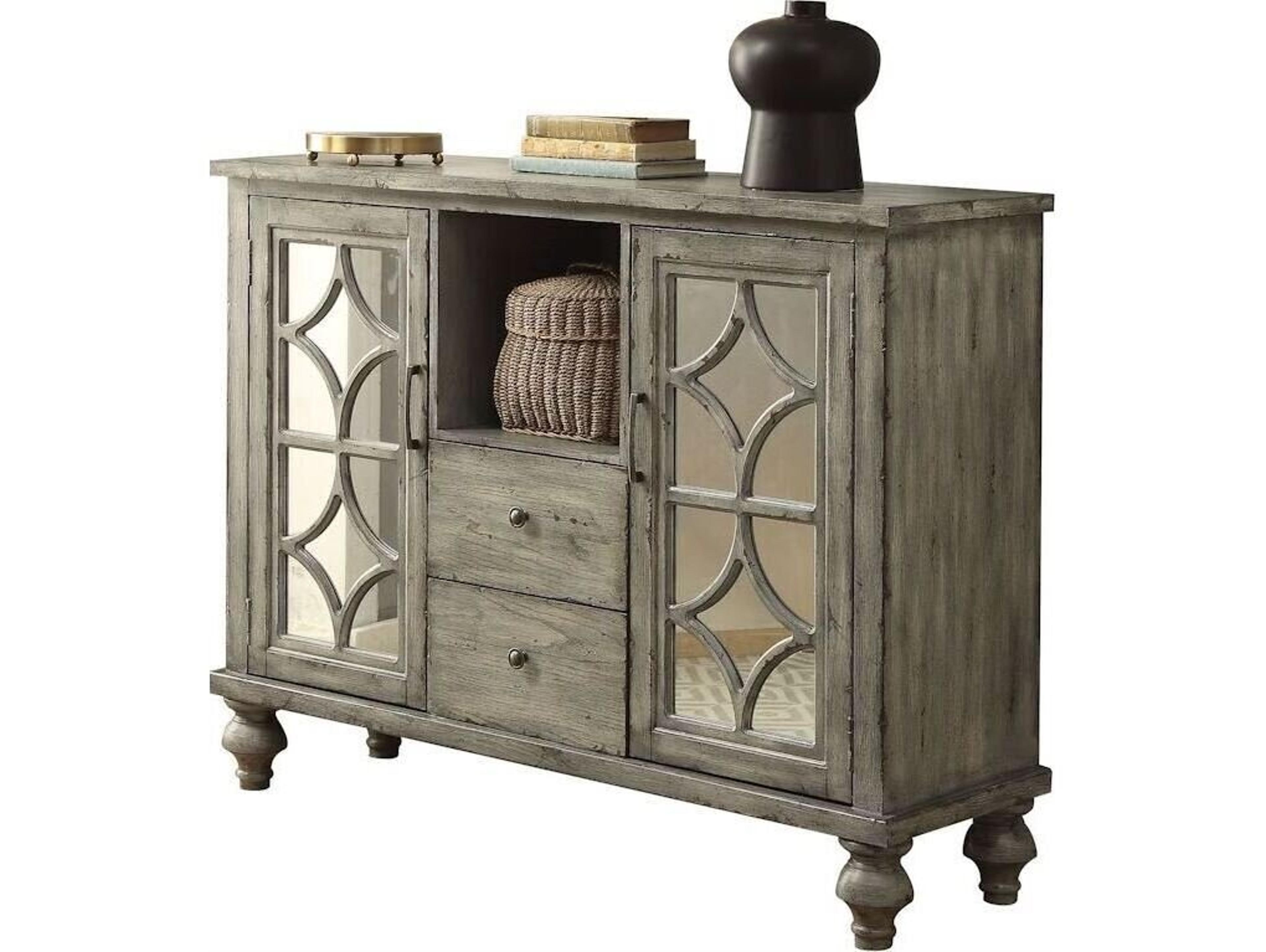 Acme Furniture Velika Weathered Gray Beige Rubberwood Accent Chest
