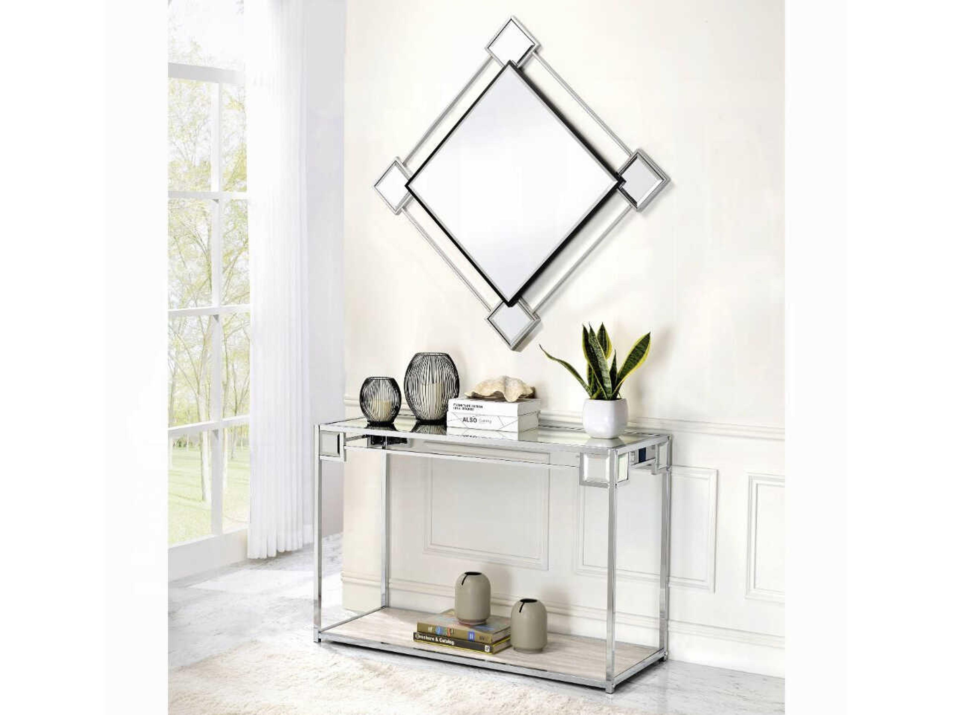 Acme Furniture Asbury Rectangular Mirror Console Table with Mirror