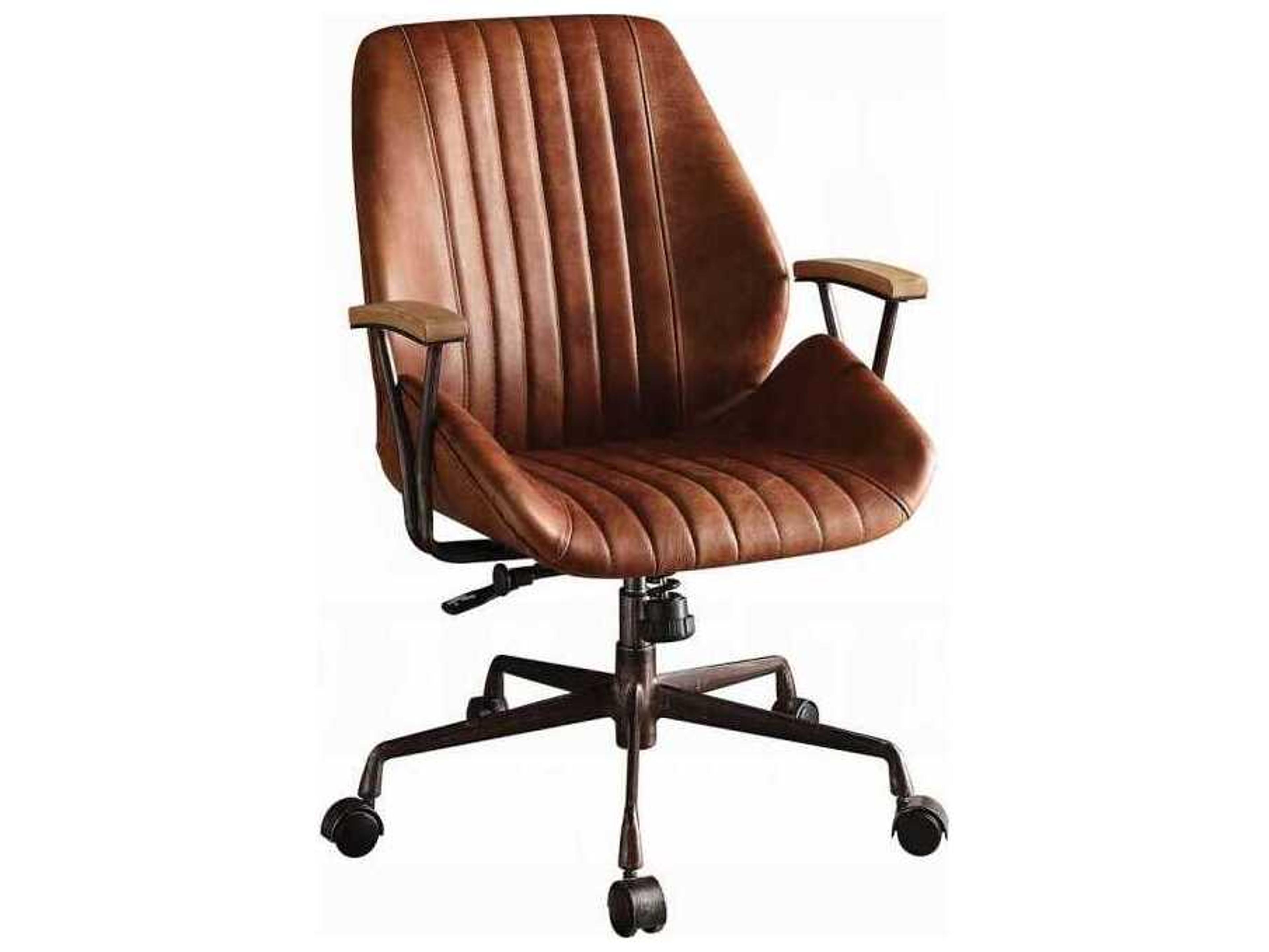 Acme Furniture Hamilton Brown Leather Adjustable Swivel Tilt Executive Desk Chair