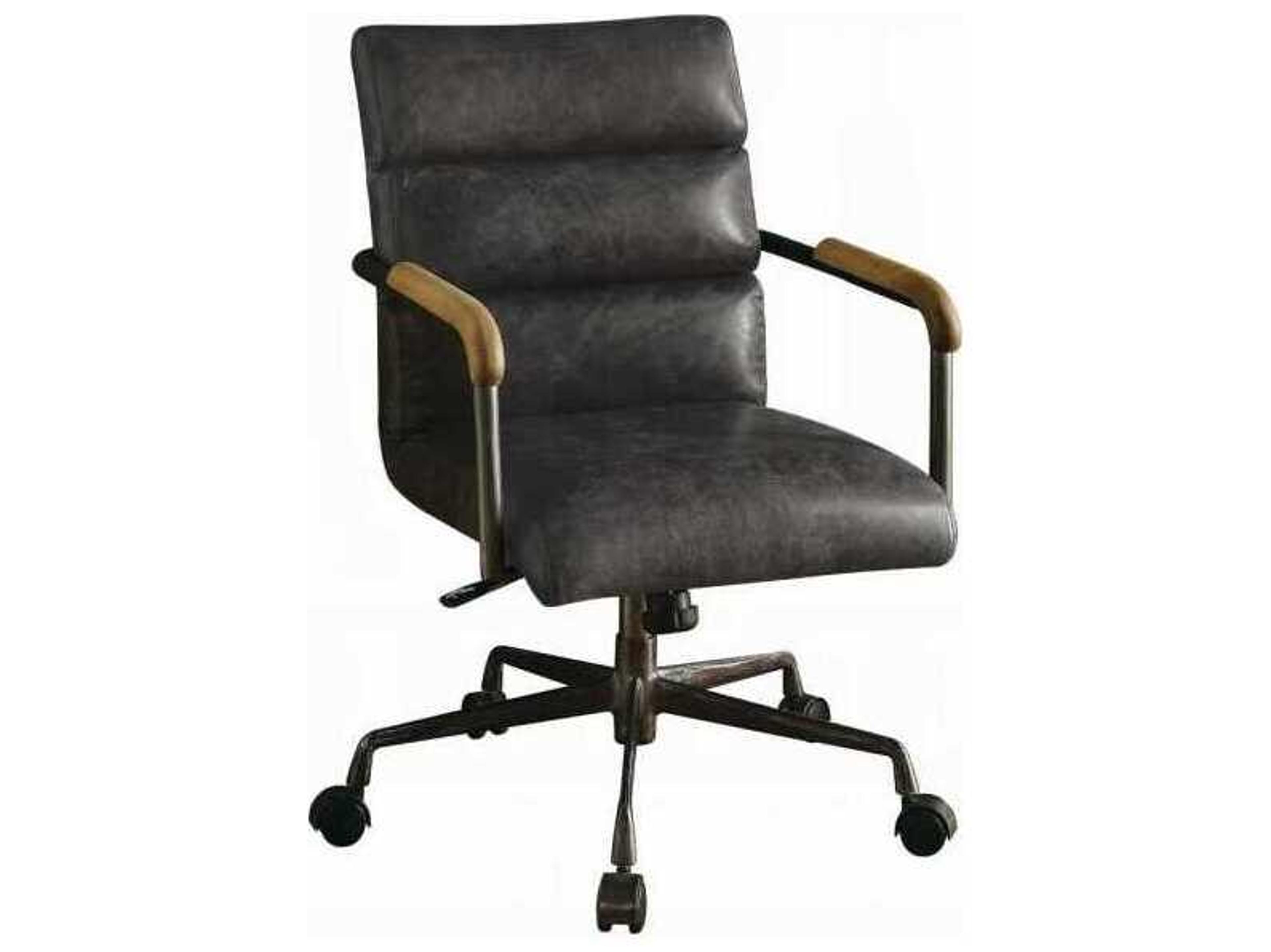 Acme Furniture Harith Black Leather Adjustable Swivel Task Office Chair