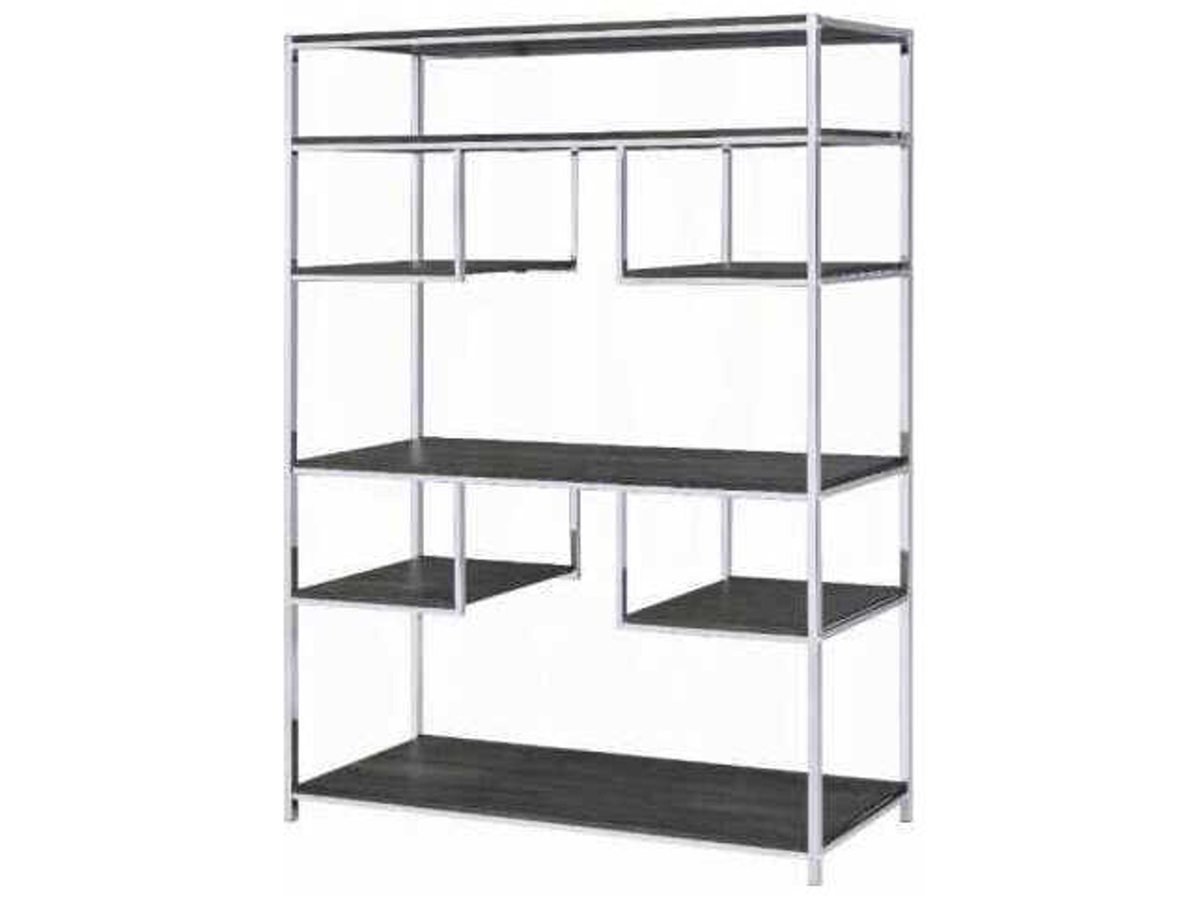 Acme Furniture Rustic Gray Oak Chrome Bookcase