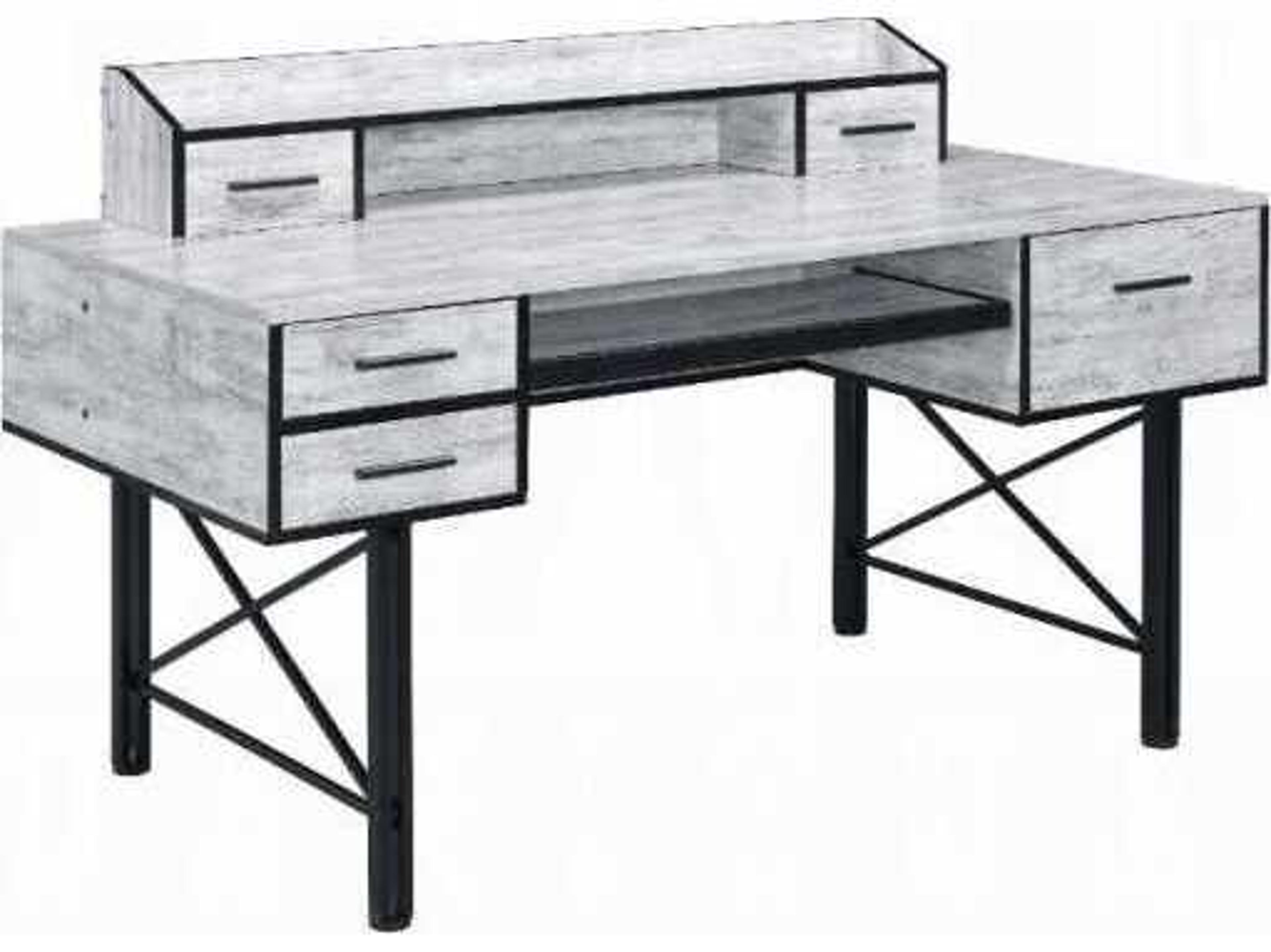 Acme Furniture Antique White Black Computer Desk