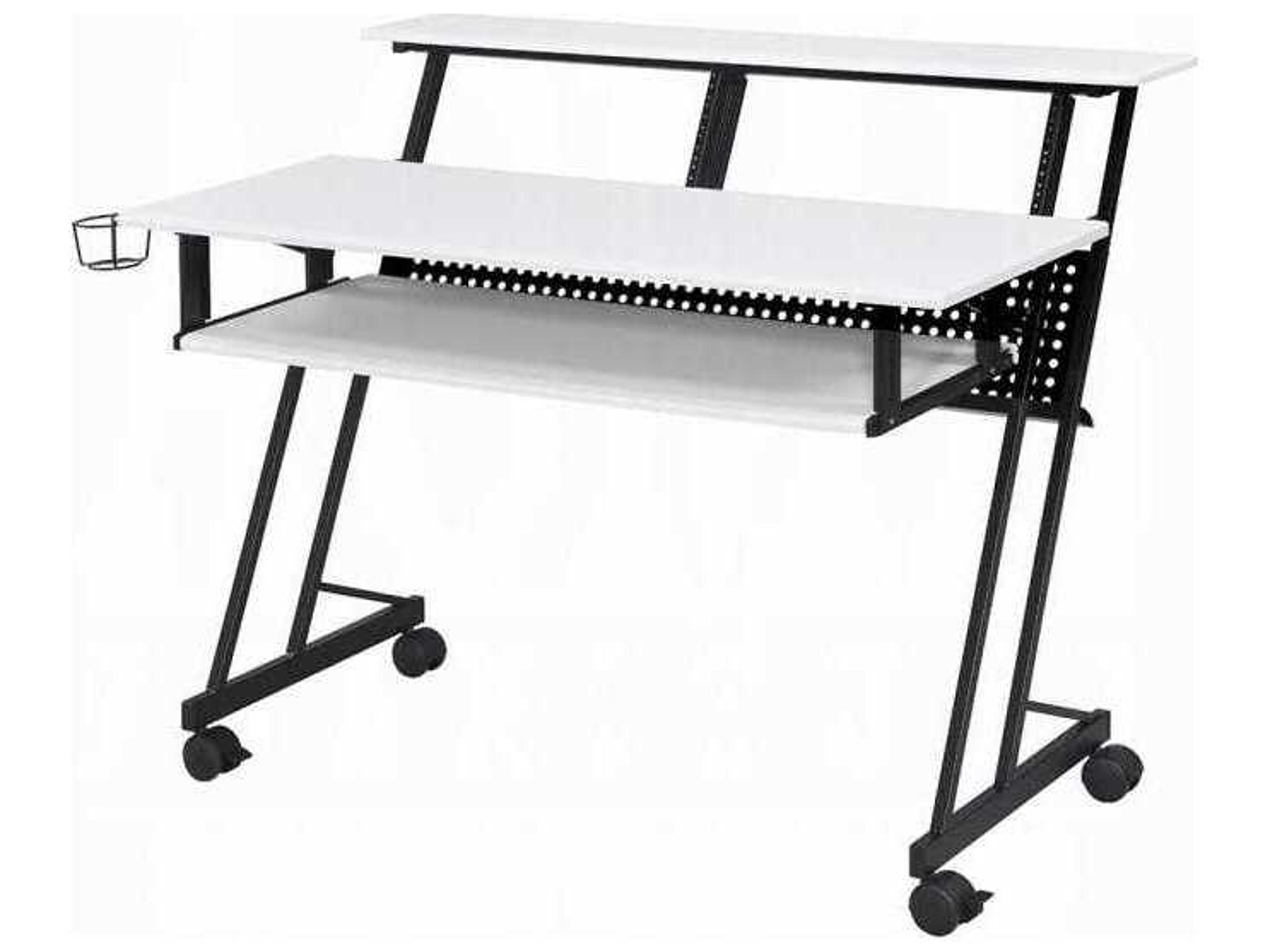 Acme Furniture Suitor White Black Computer Desk