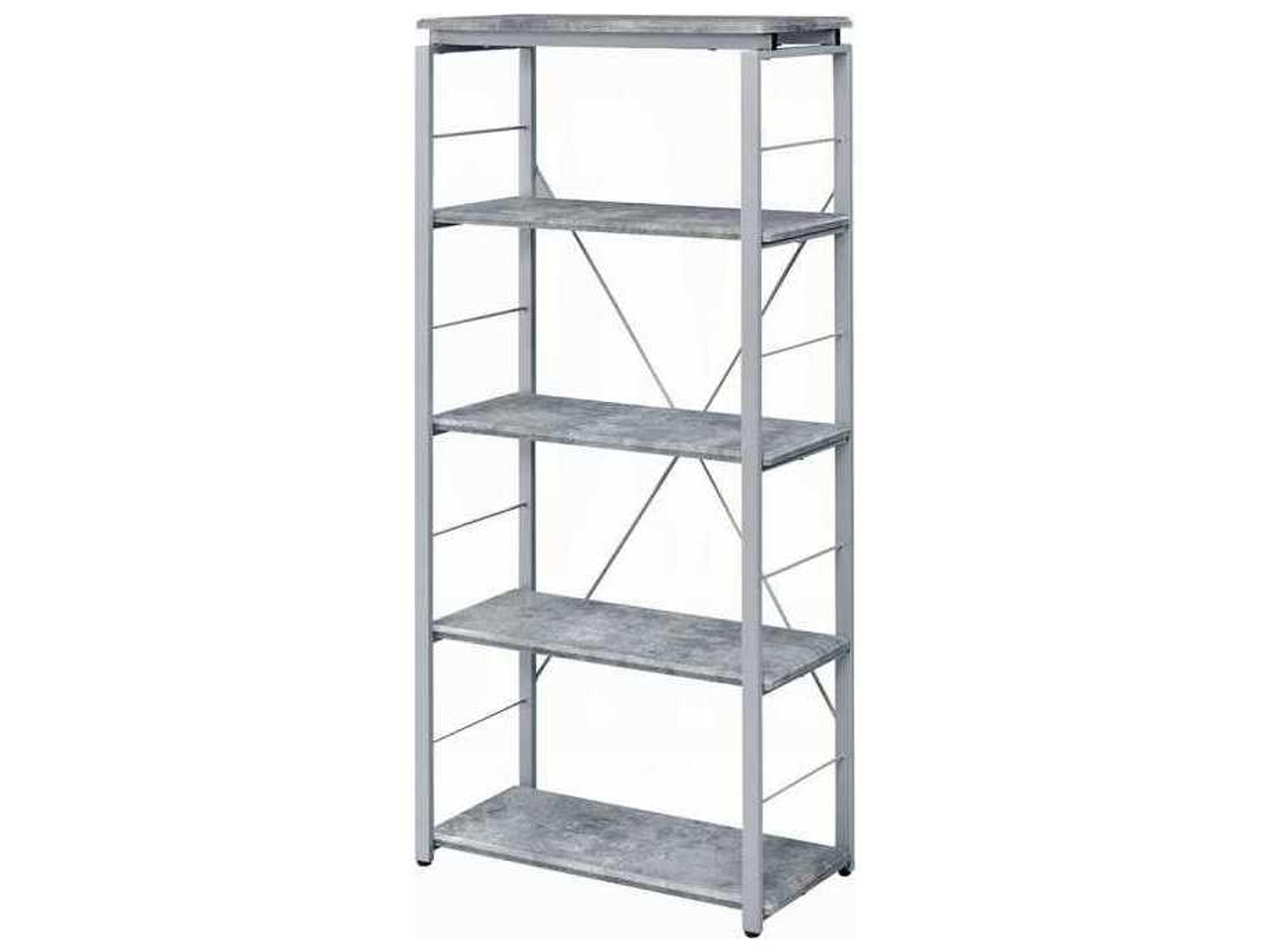 Acme Furniture Jurgen Faux Concrete Silver Bookcase
