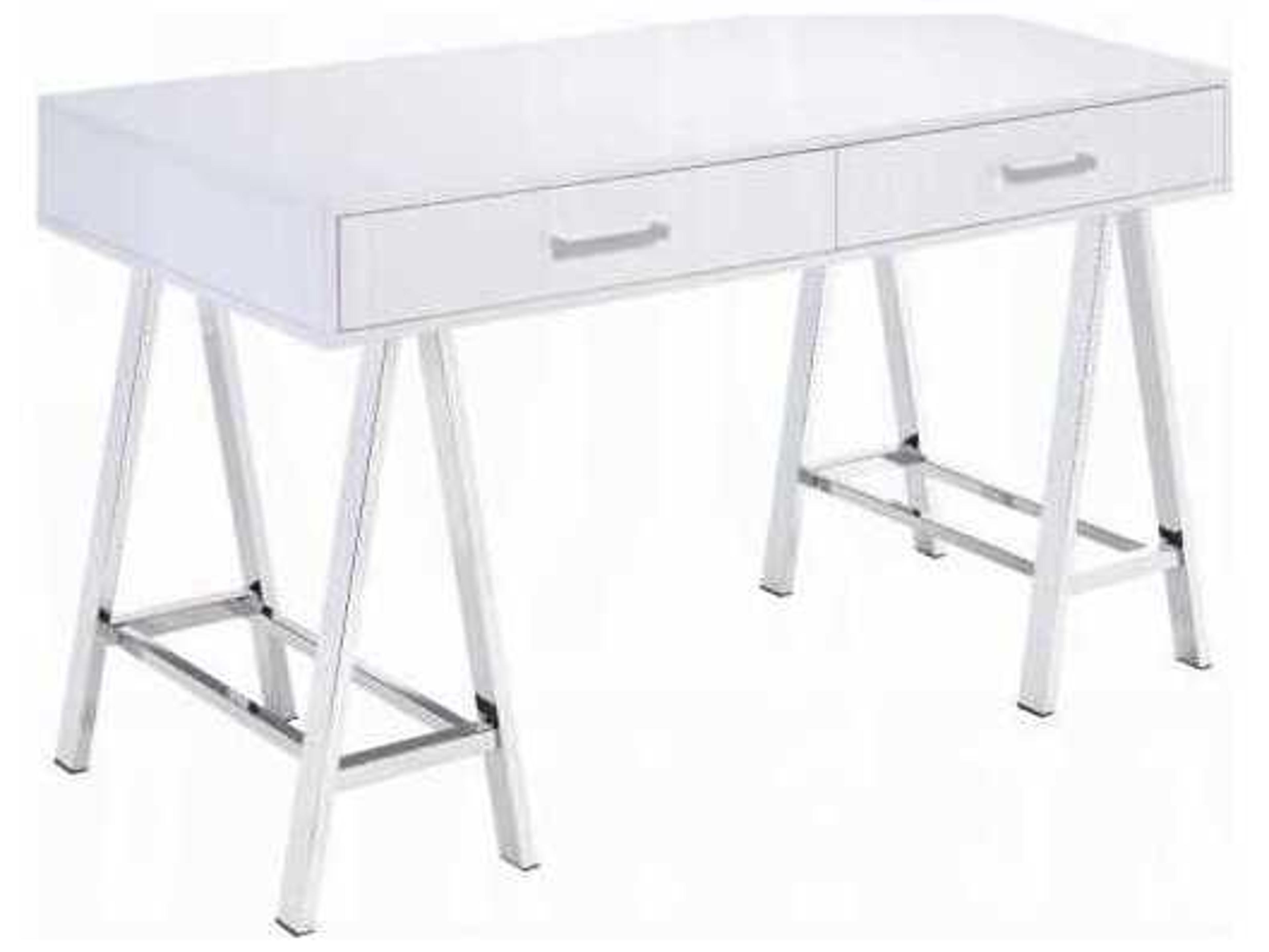 Acme Furniture Coleen White High Gloss Chrome Writing Desk
