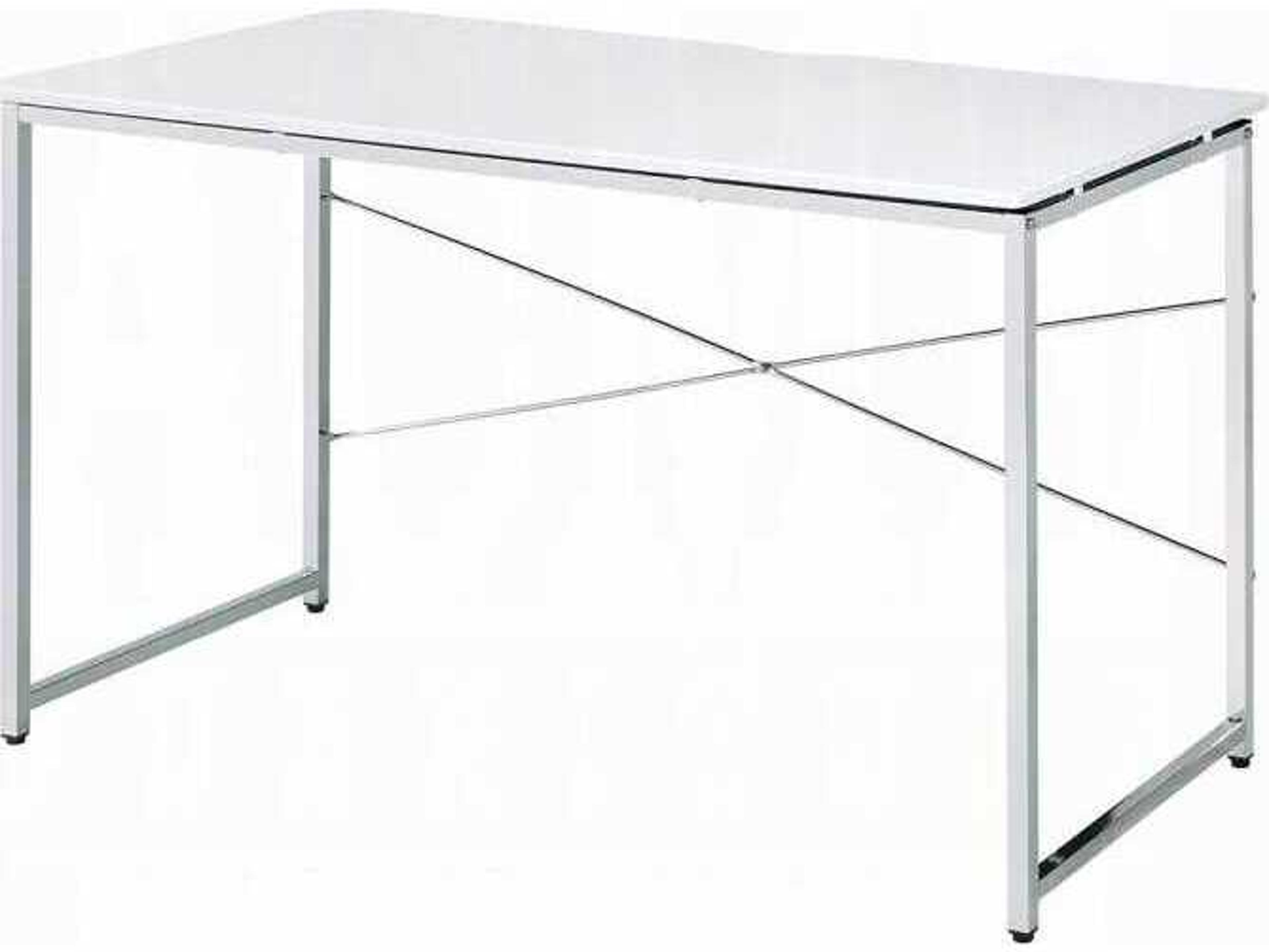 Acme Furniture Tennos White Chrome Writing Desk
