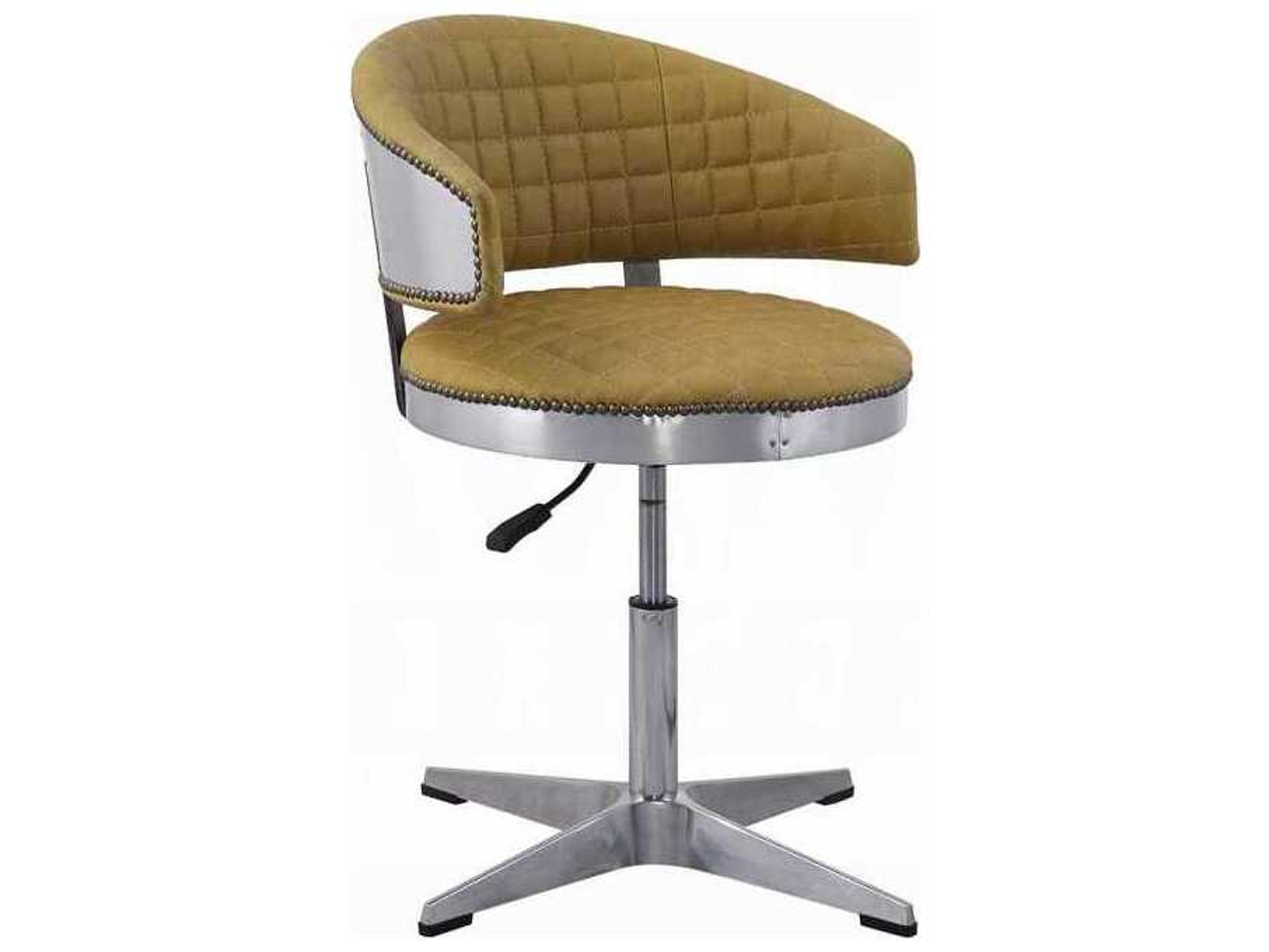 Acme Furniture Brancaster Turmeric Chrome Leather Adjustable Bar Stool