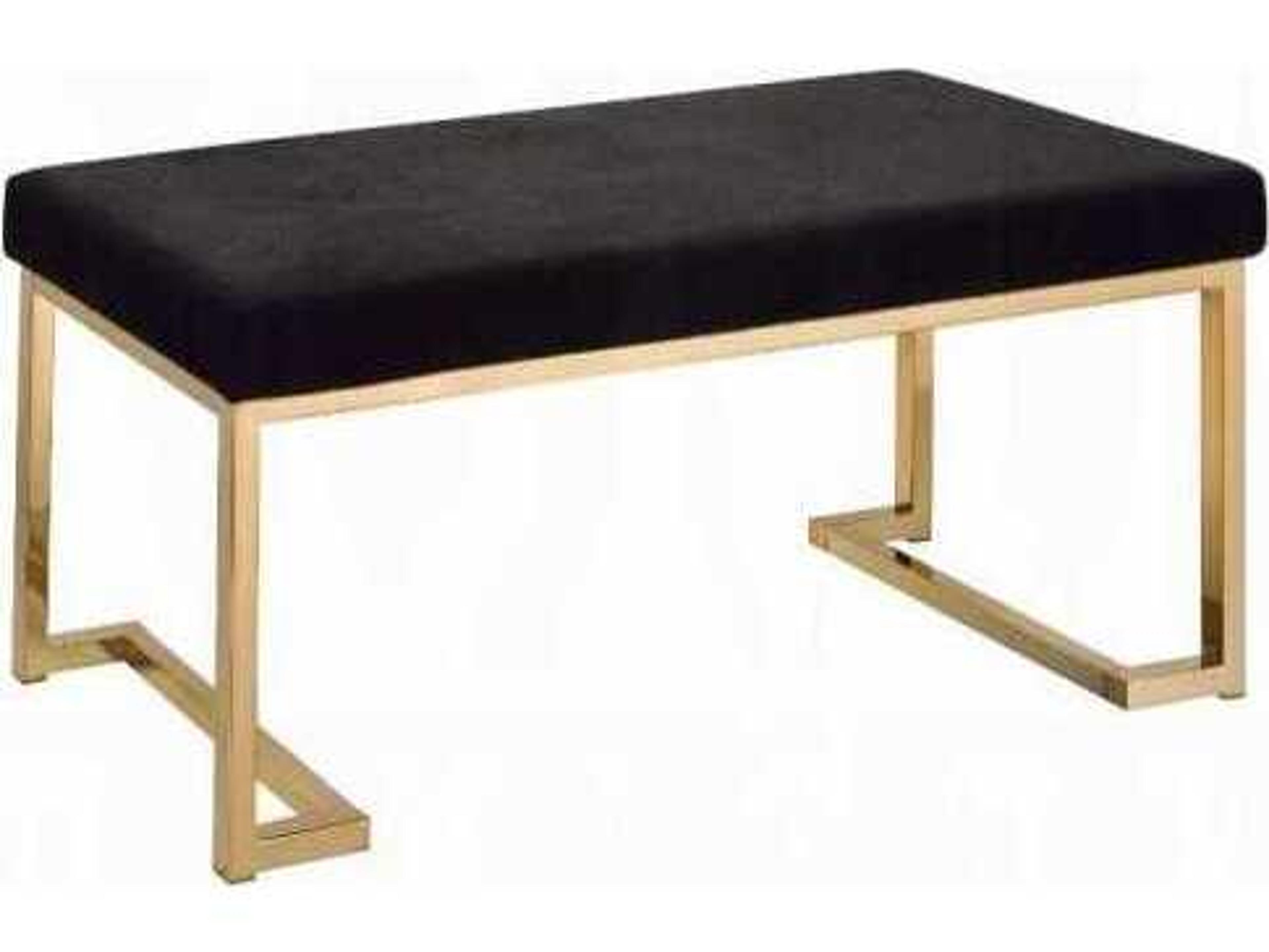 Acme Furniture Boice Short Haired Faux Fur Champagne Black Upholstered Accent Bench