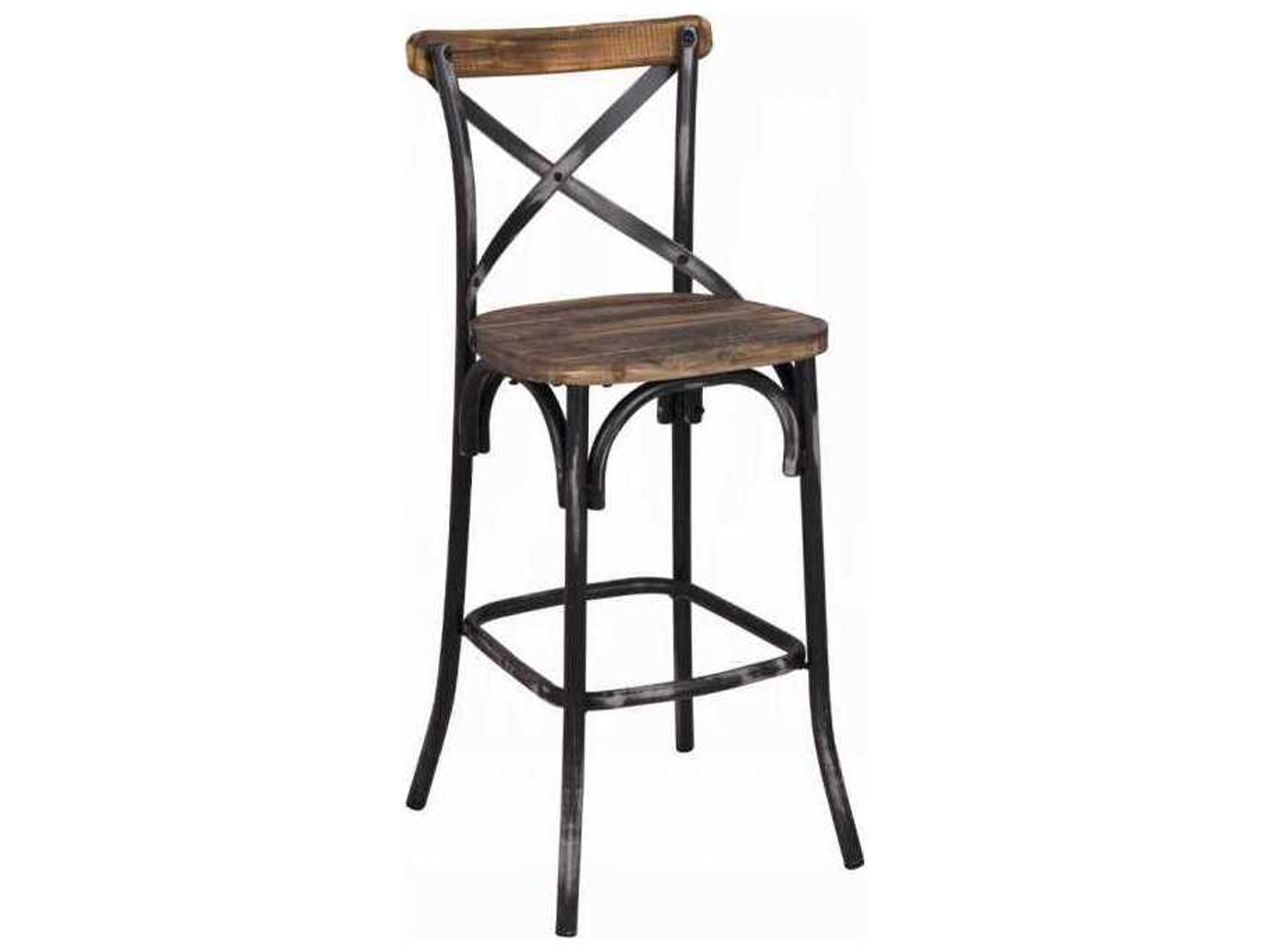 Acme Furniture Zaire Antique Black Oak Walnut Wood Bar Stool