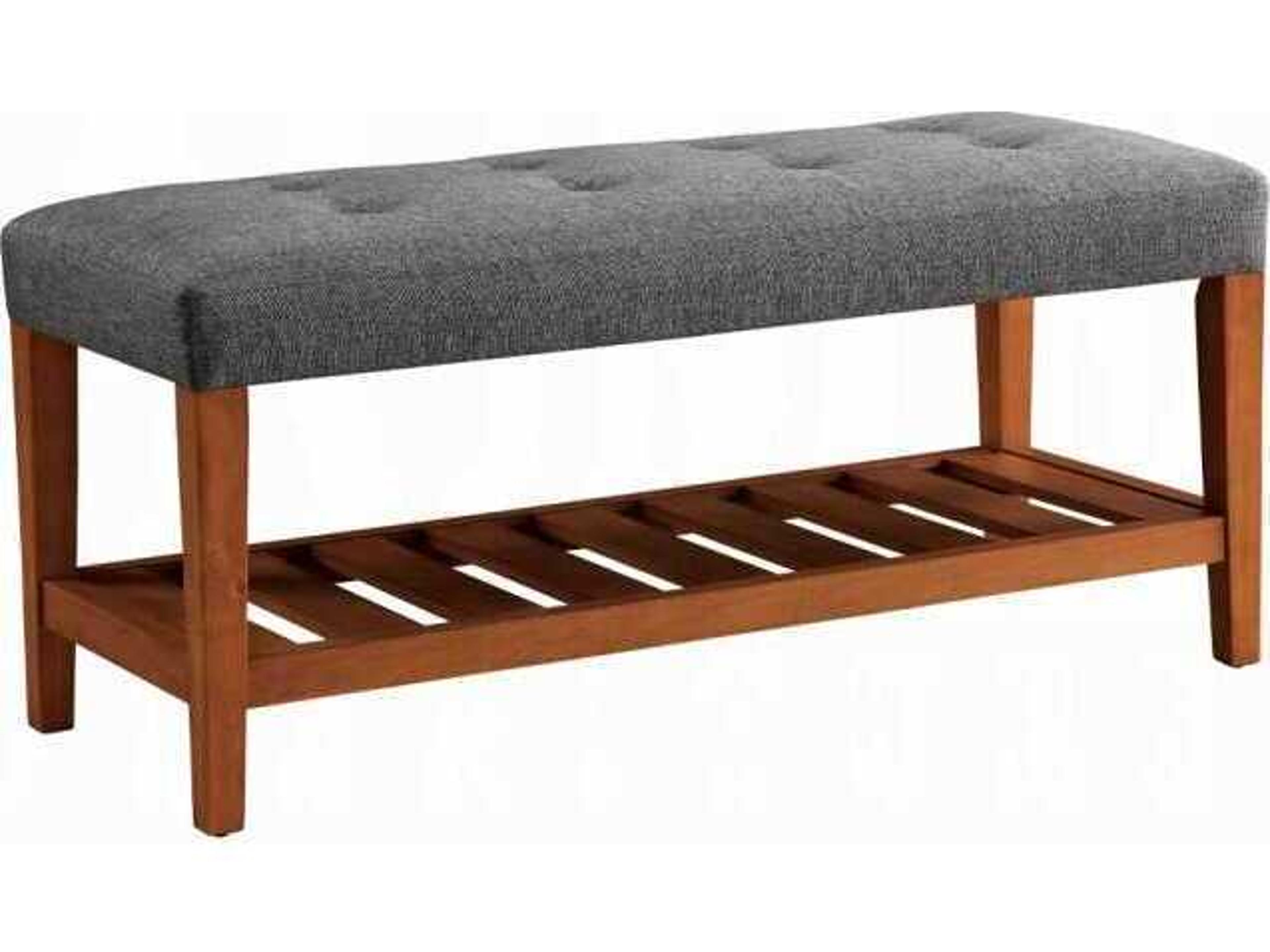 Acme Furniture Charla Gray Oak Upholstered Accent Bench