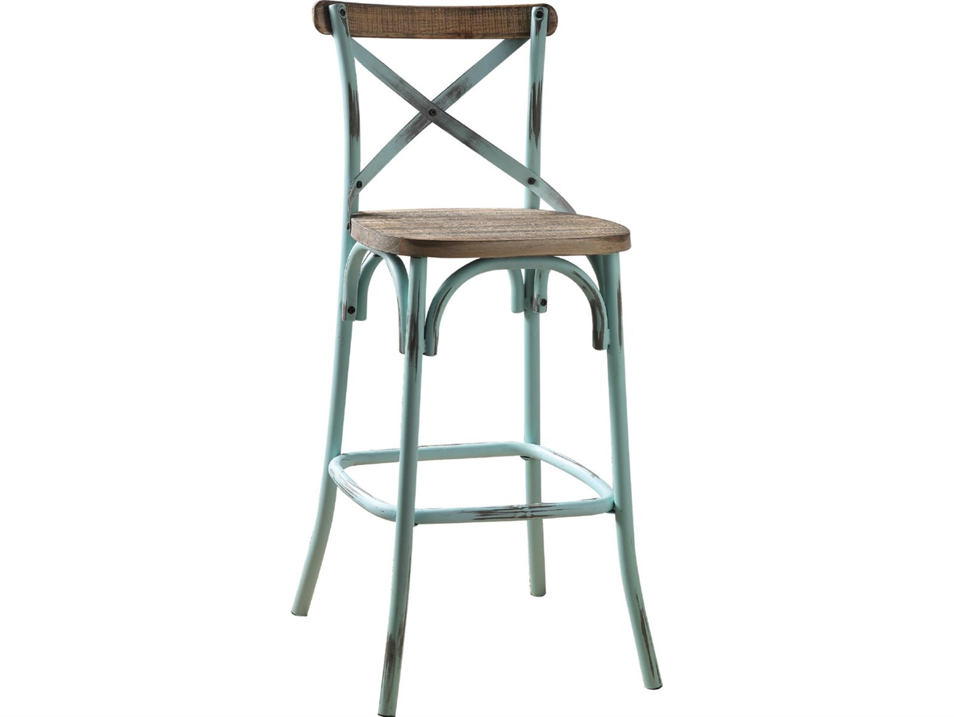 Acme Furniture Zaire Antique Sky Oak Walnut Wood Bar Stool