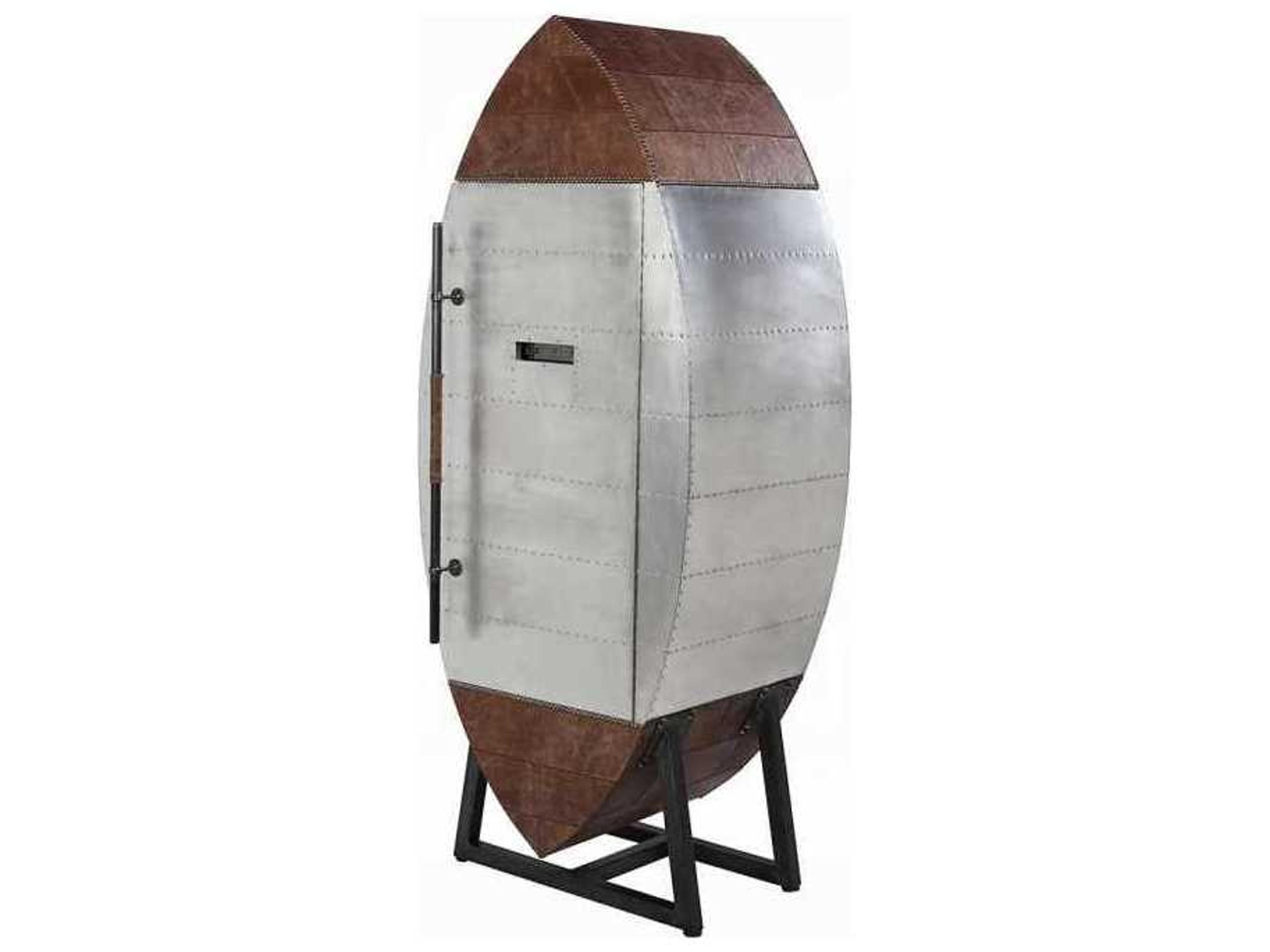 Acme Furniture Brancaster Silver Plywood Retro Brown Bar Cabinet