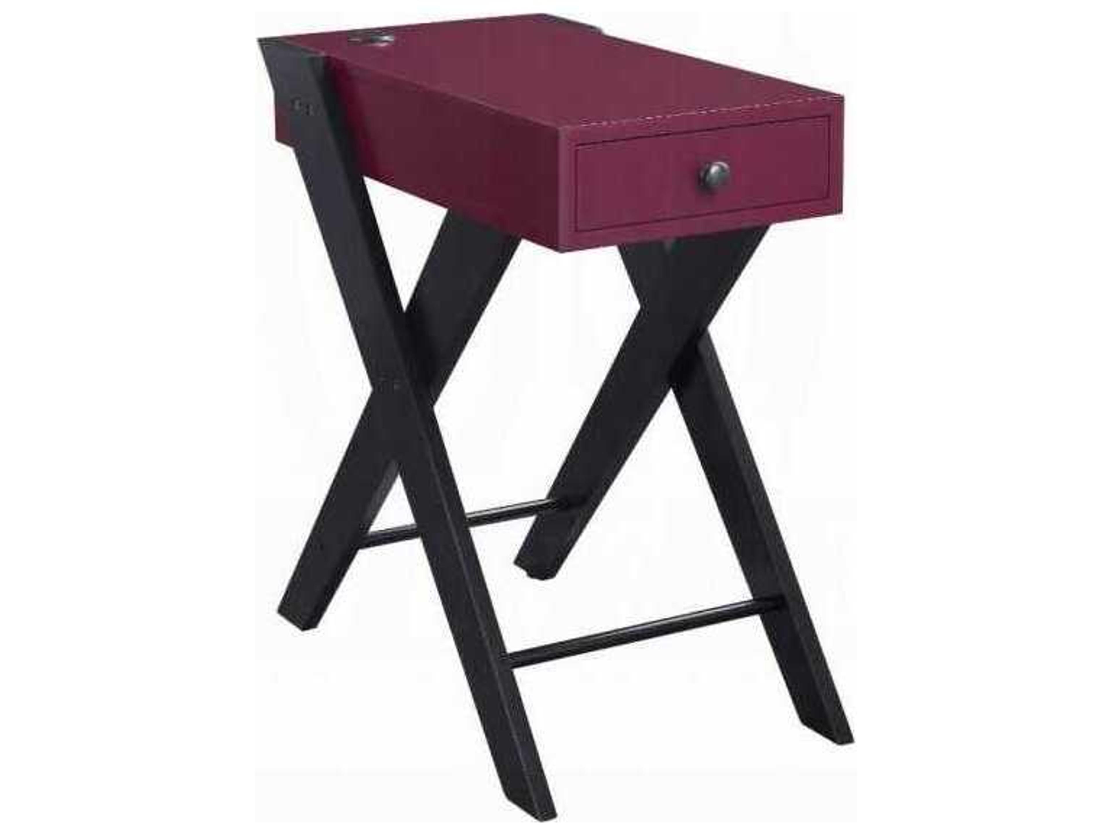 Fierce Rectangular Wood Burgundy Black End Table