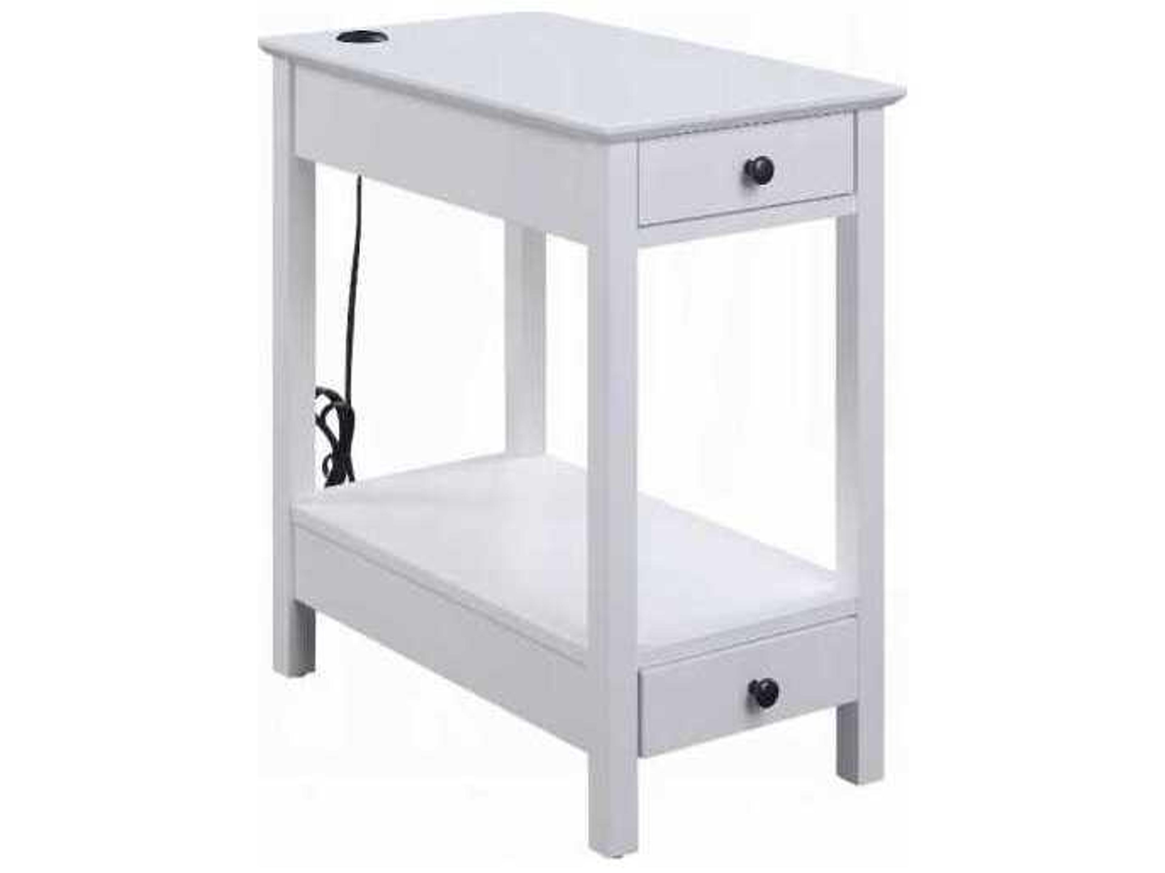 Rectangular Wood White End Table