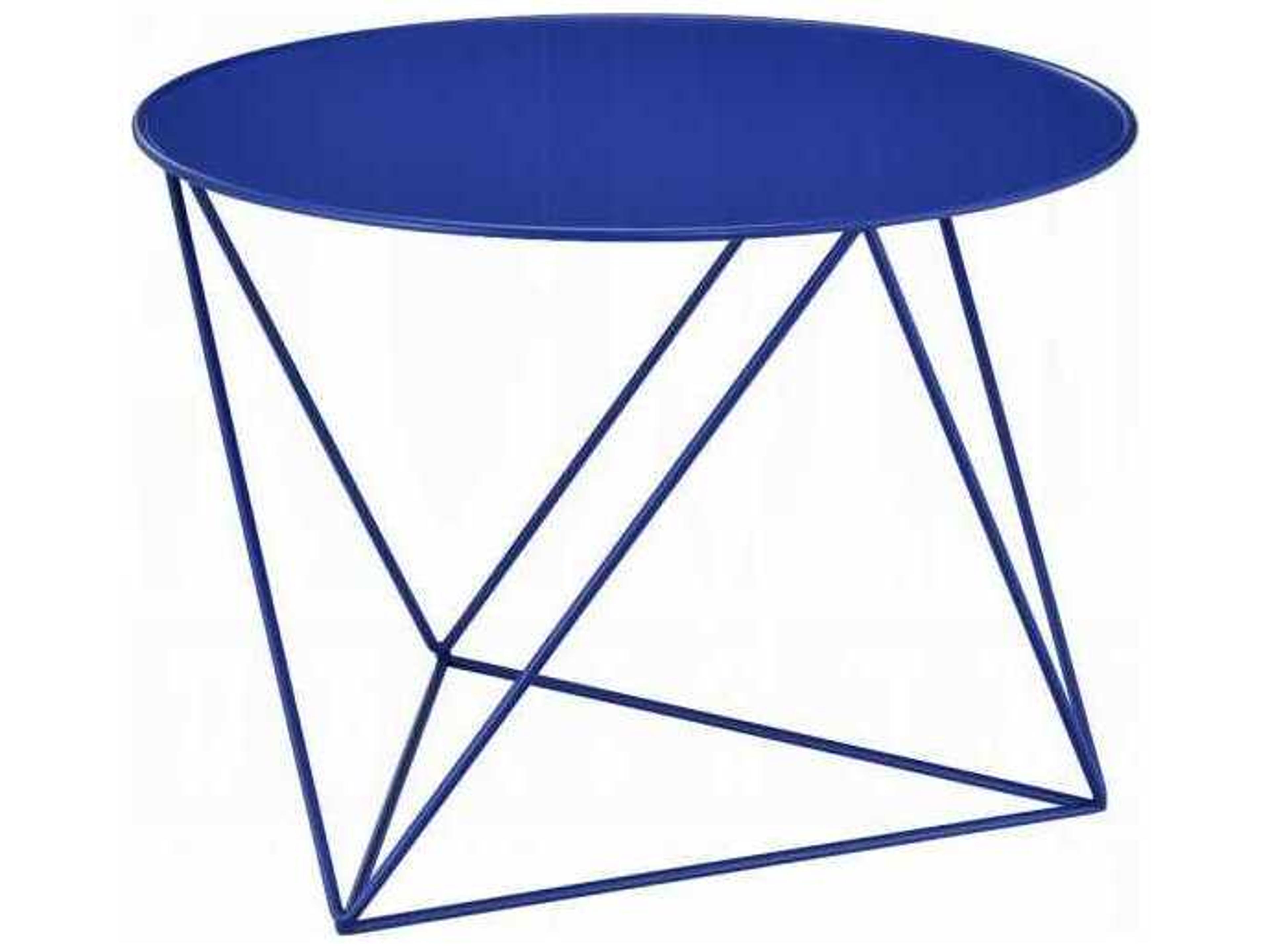 Epidia Round Metal Blue End Table
