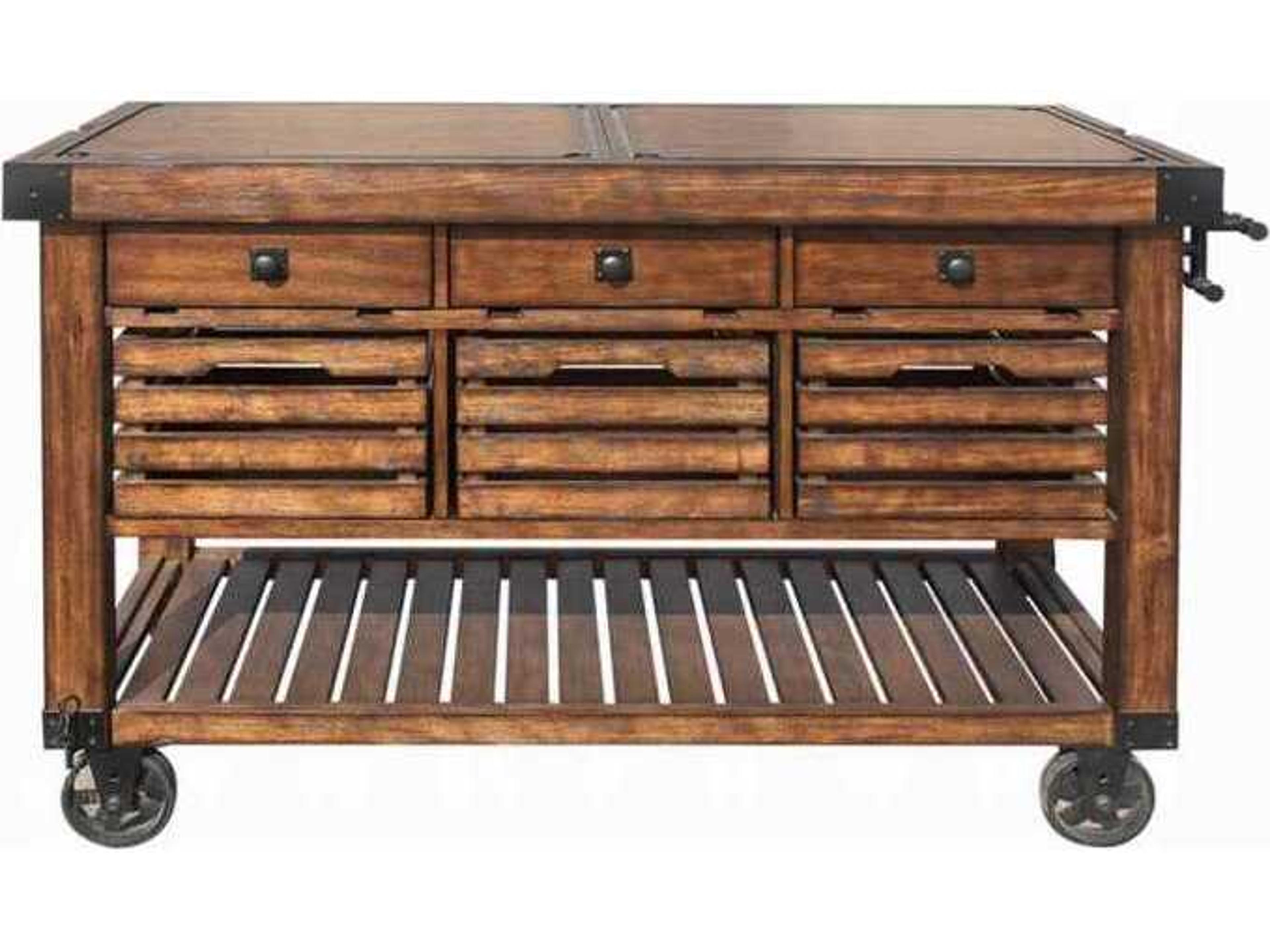 Acme Furniture Wood Brown Distressed Chestnut Bar Cart
