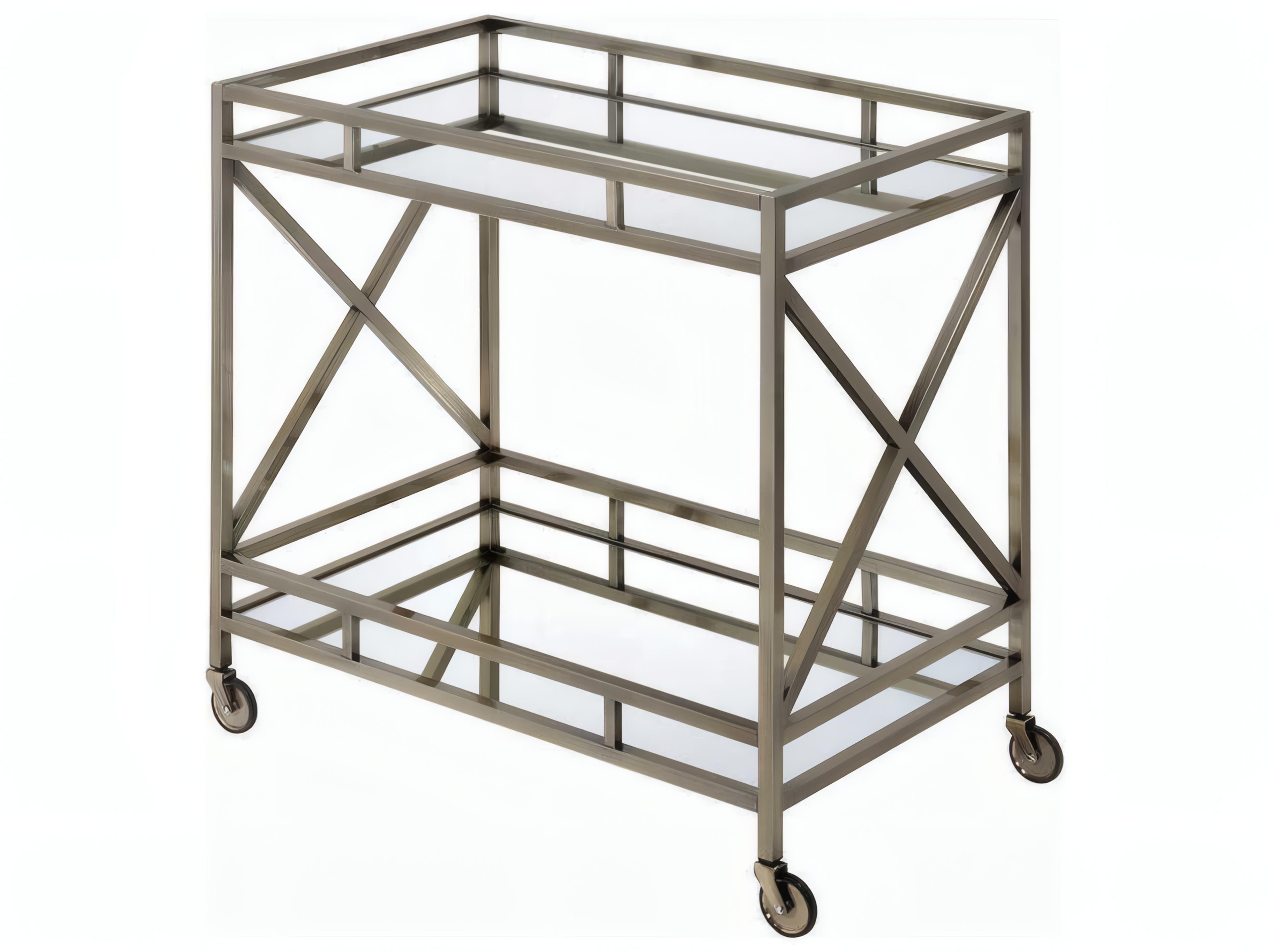 Acme Furniture Glass Antique Gold Mirror Bar Cart