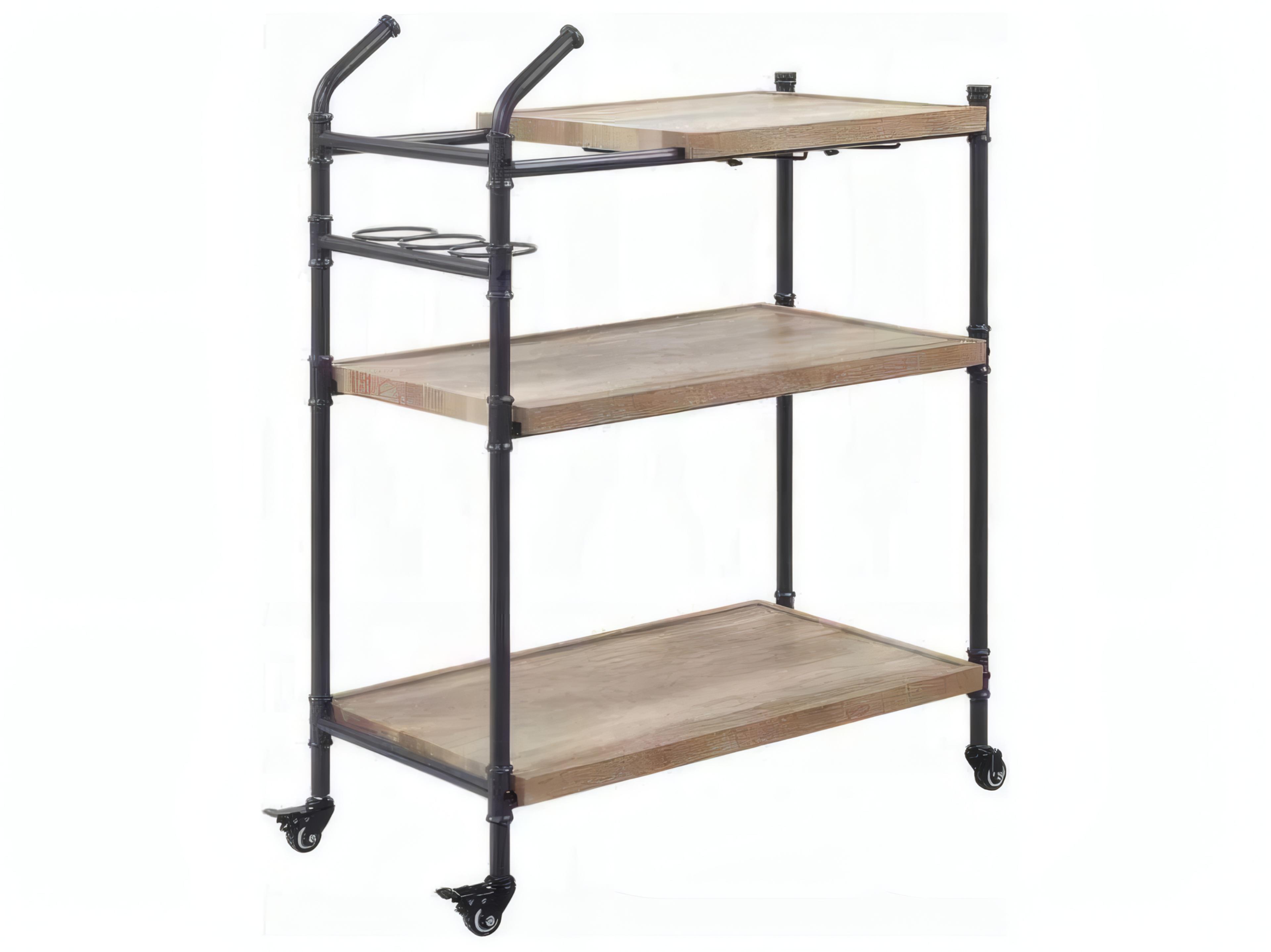 Acme Furniture Brantley Wood Brown Oak Sandy Black Bar Cart