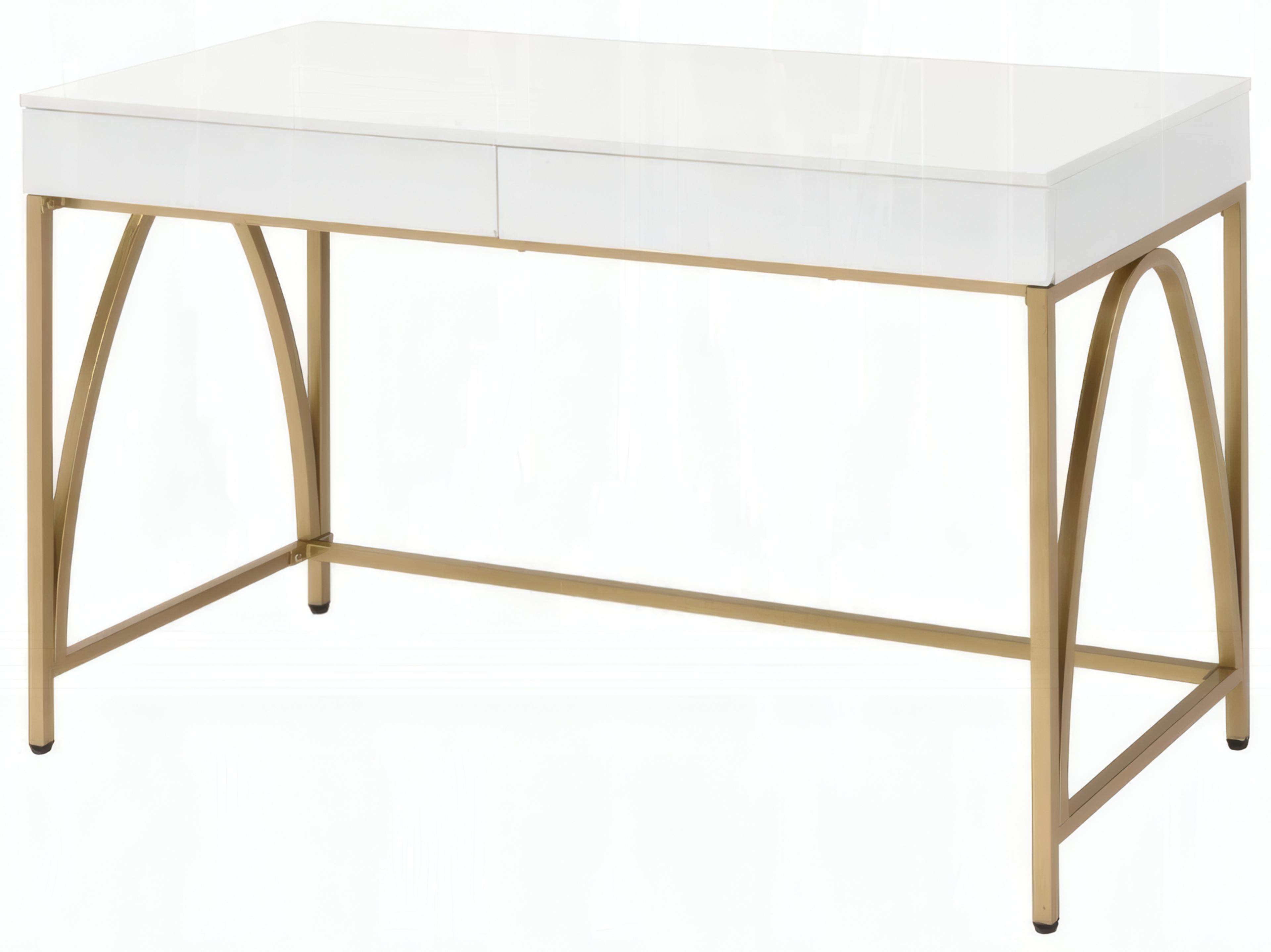 Acme Furniture Lightmane White High Gloss Gold Vanity Table