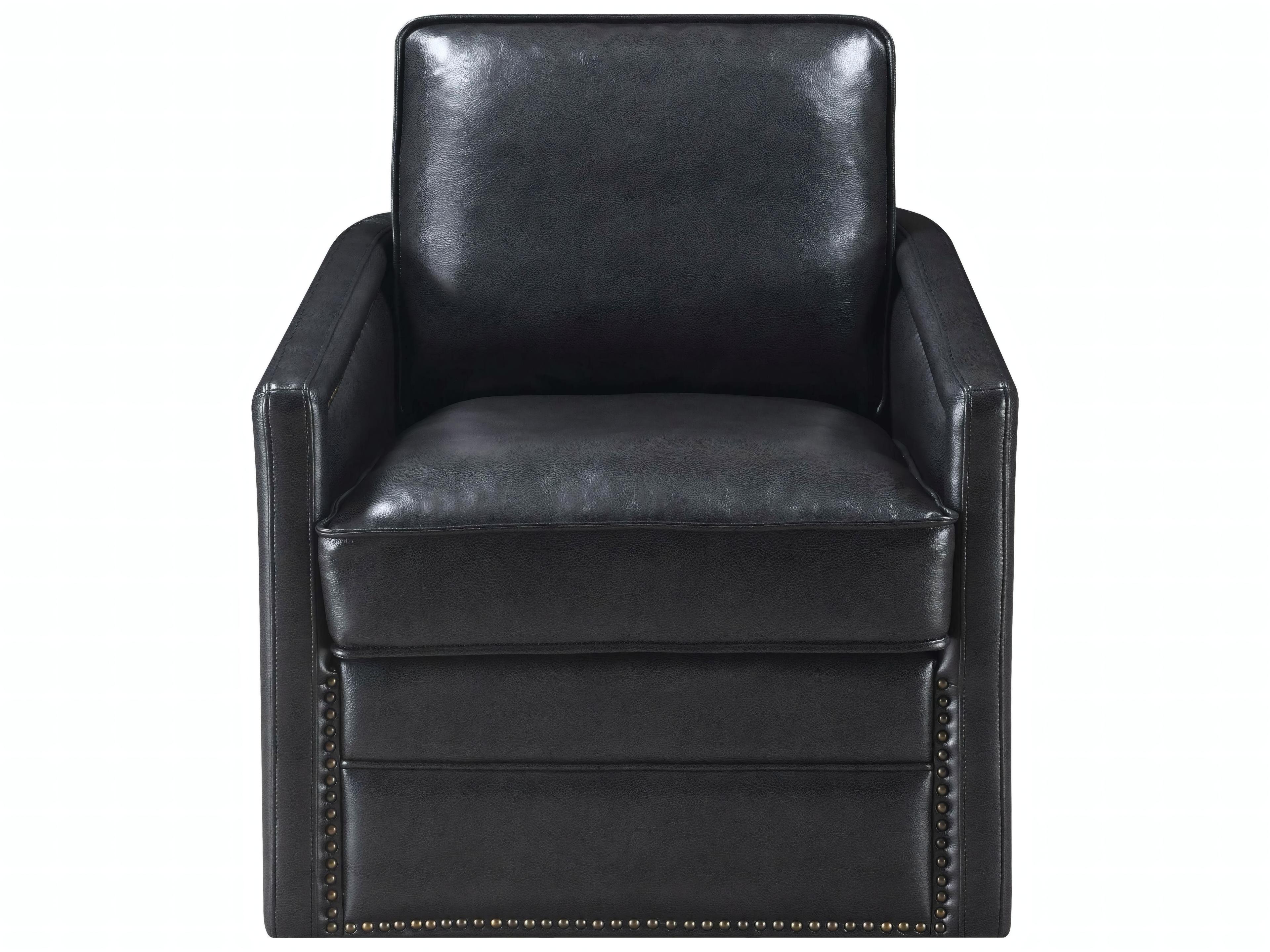 Acme Furniture Rocha Swivel Black Faux Leather Accent Chair