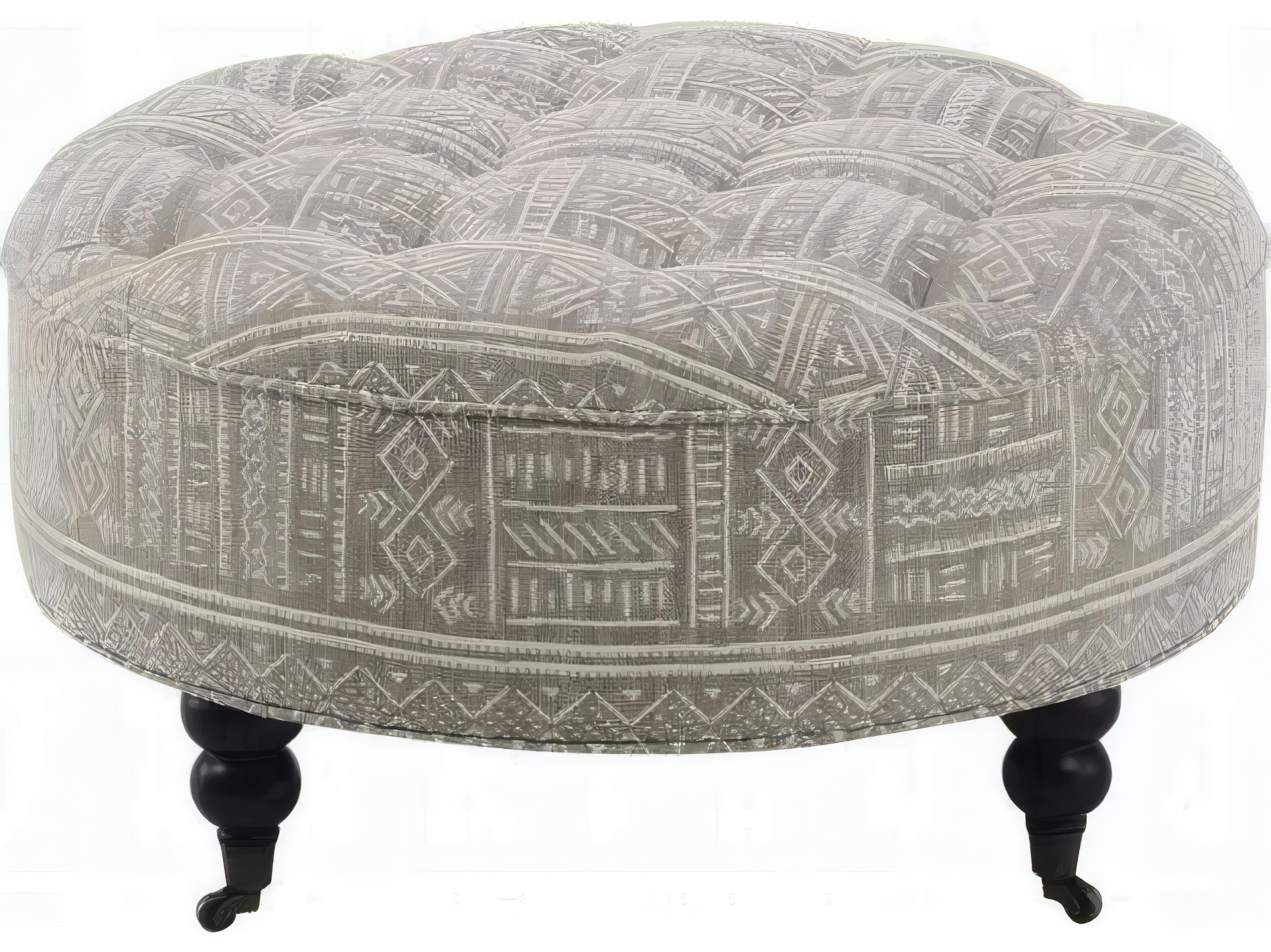 Acme Furniture Upendo Pattern Fabric Gray Upholstered Ottoman