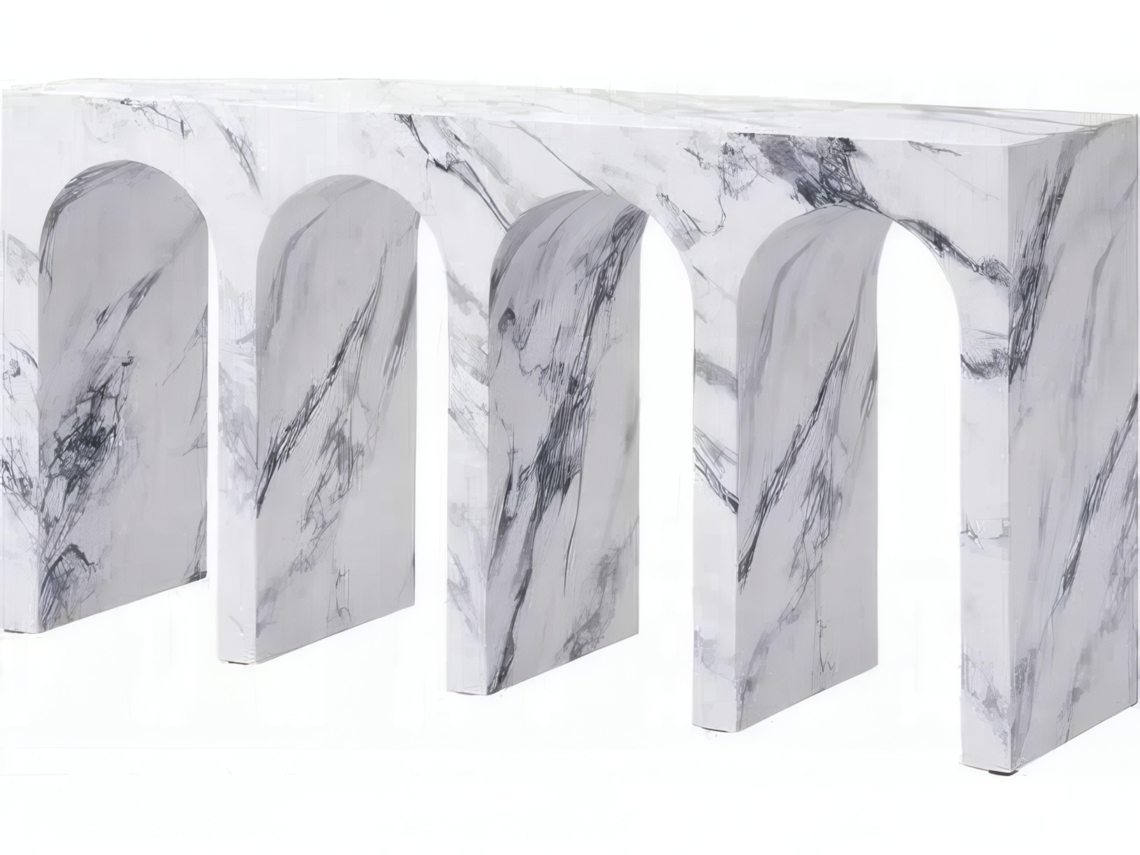 Acme Furniture Fritzy Rectangular Faux Stone Engineered Console Table