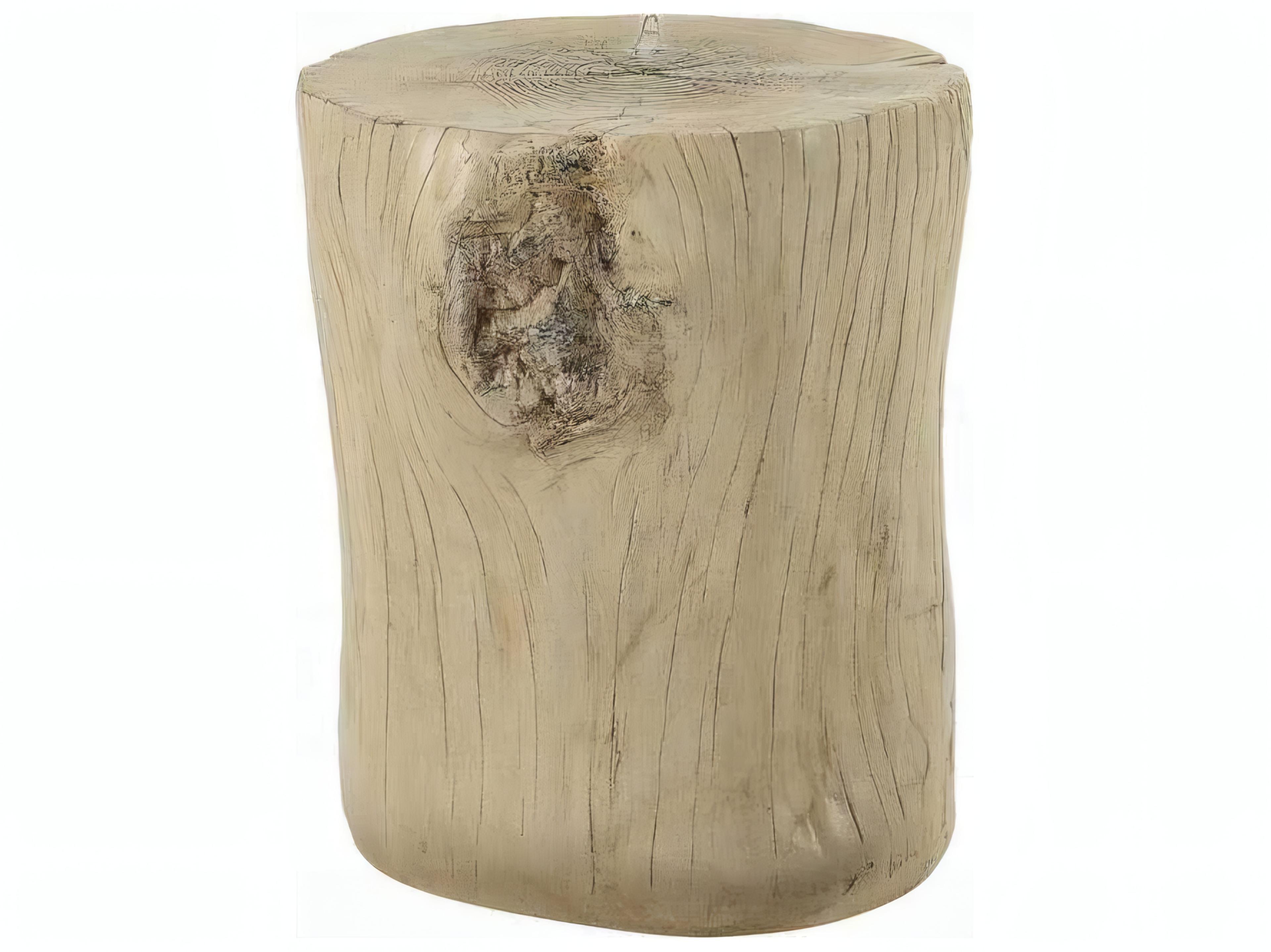 Gene Round Faux Cement Natural Brown End Table